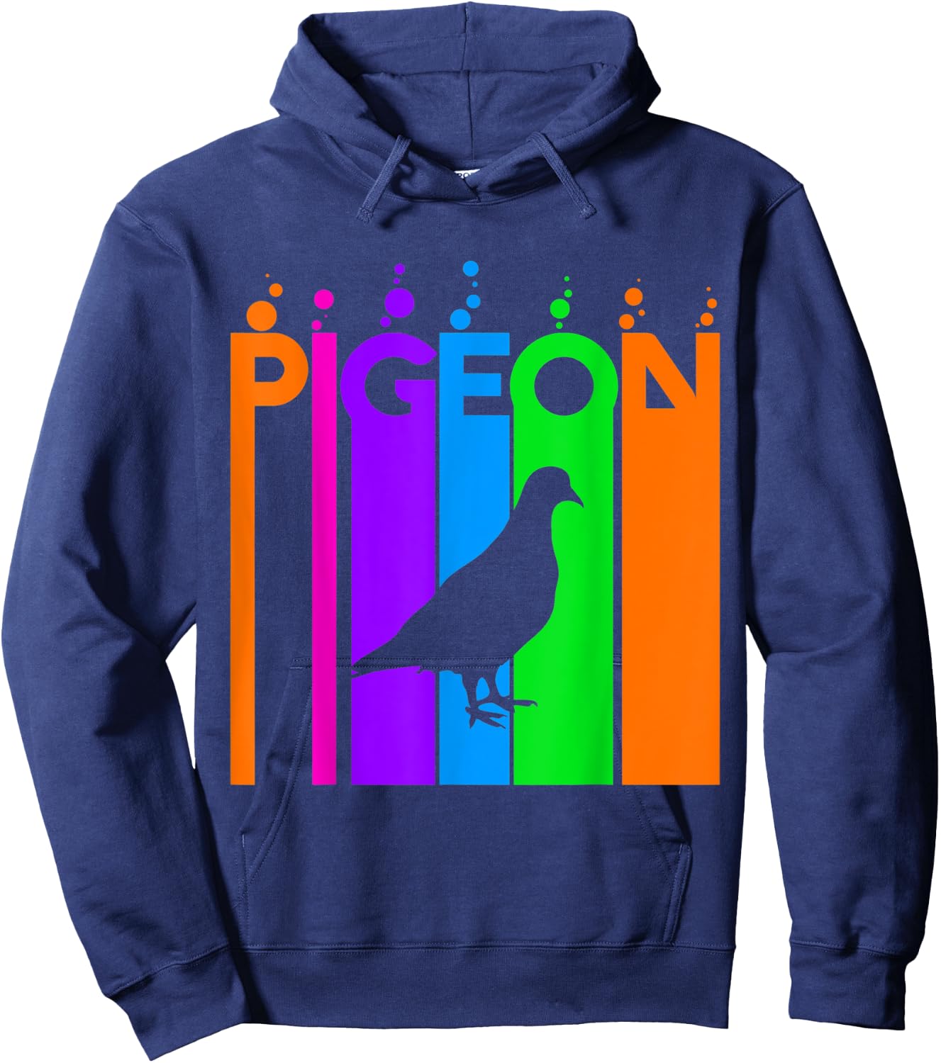 Pigeon Animal Rainbow Bubble with Silhouette Hoodie - Hoodie | Navy