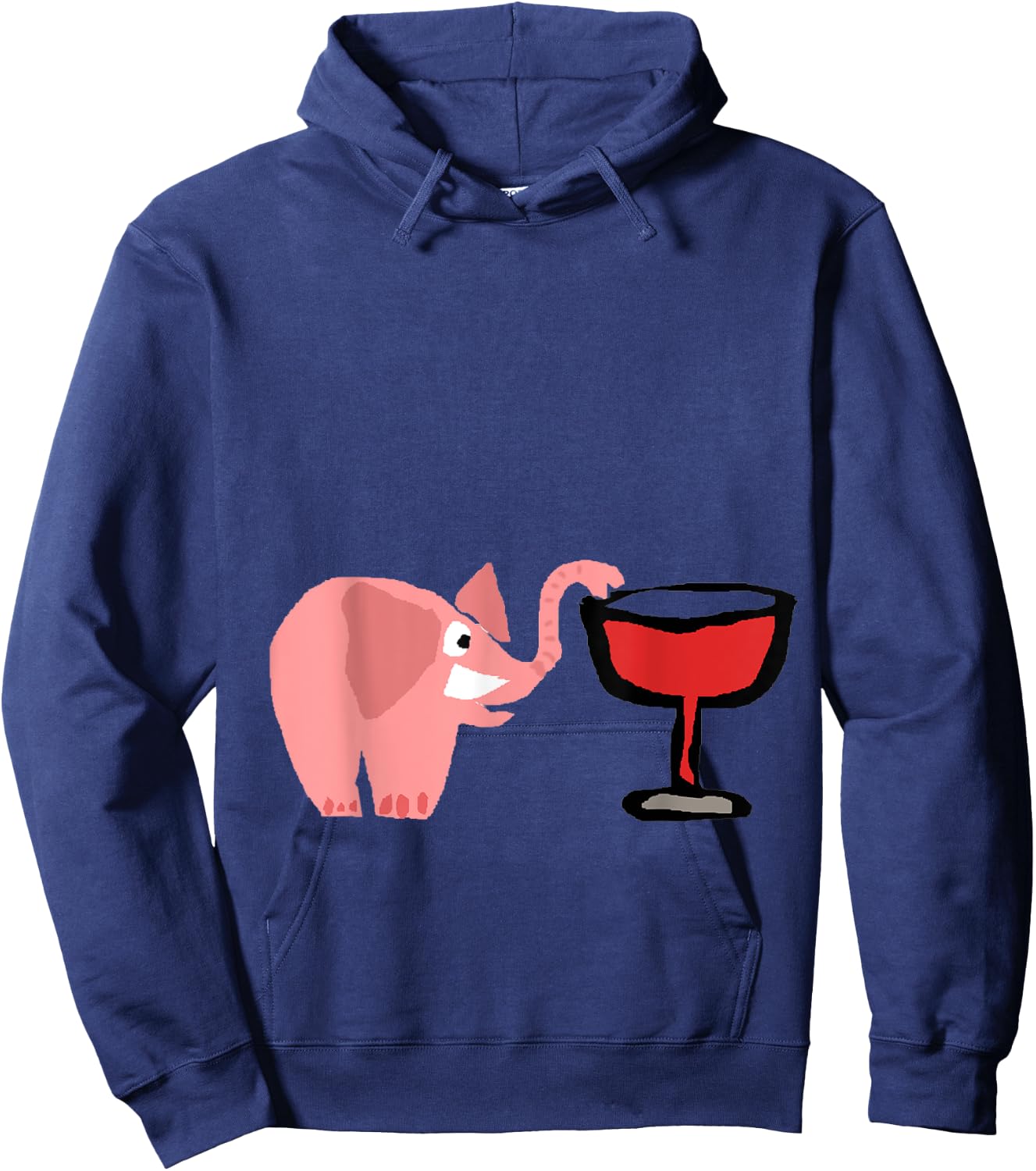 Smilenowtees Funny Pink Elephant Drinking Wine Hoodie - Hoodie | Navy
