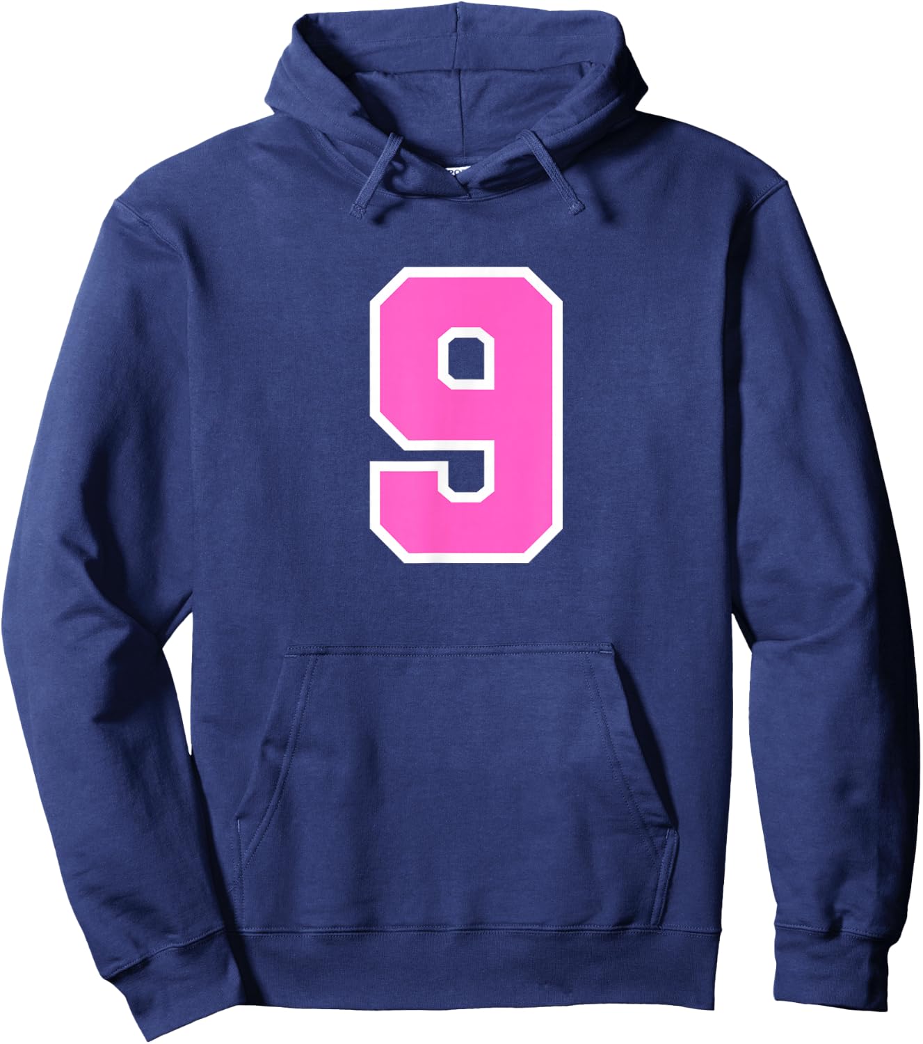 Pink Sports Team Number #9 Hoodie - Hoodie | Navy