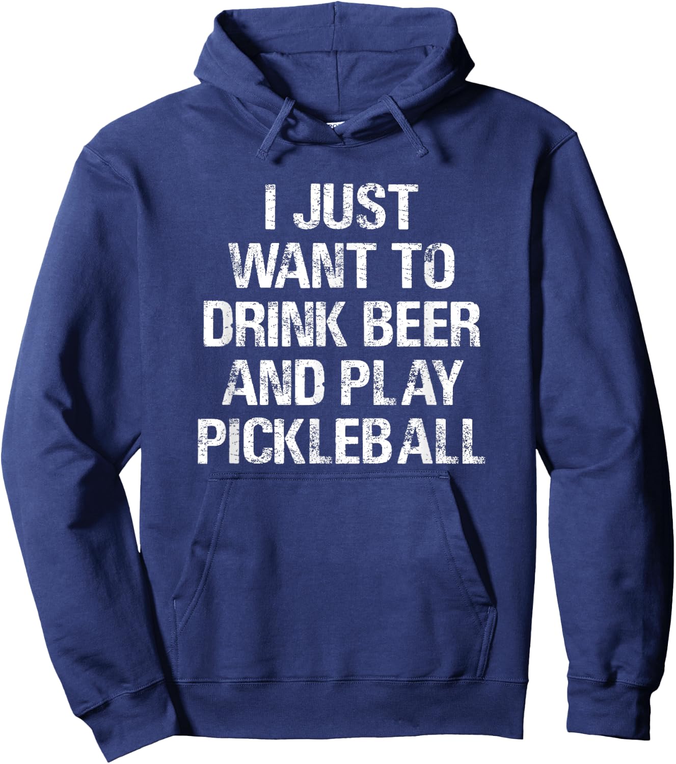 Threadrock -Adults Black Small Classic Fit Short Sleeve Modern Classic Fit Short Sleeve I Just Want To Drink Beer and Play Pickleball Funny Gift Hoodie - Hoodie | Navy