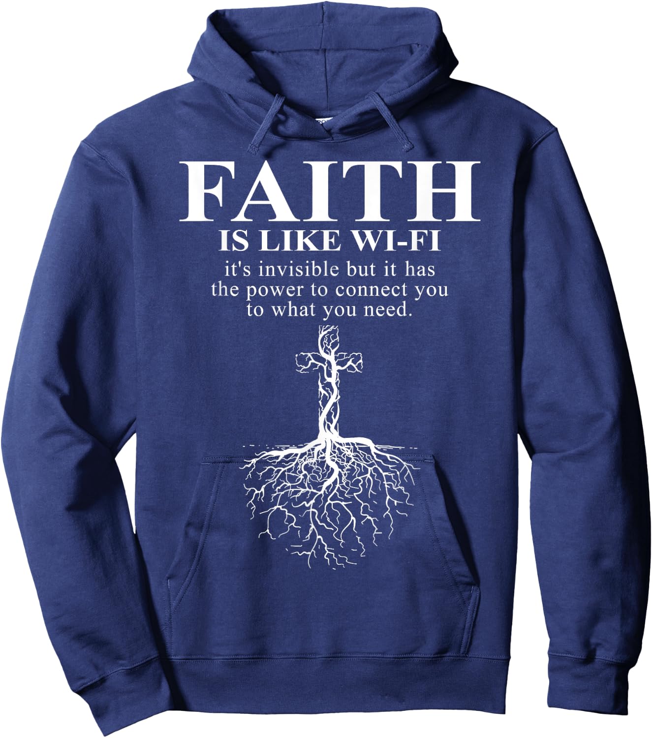 Funny Christian Graphic - Faith Is Like Wifi Hoodie - Hoodie | Navy