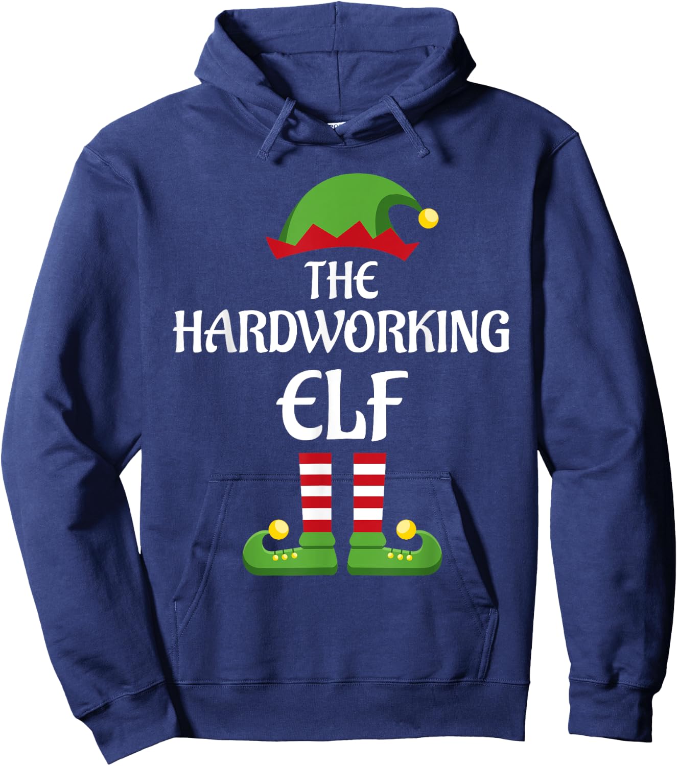 Hardworking Elf Family Matching Group Christmas Hoodie - Hoodie | Navy