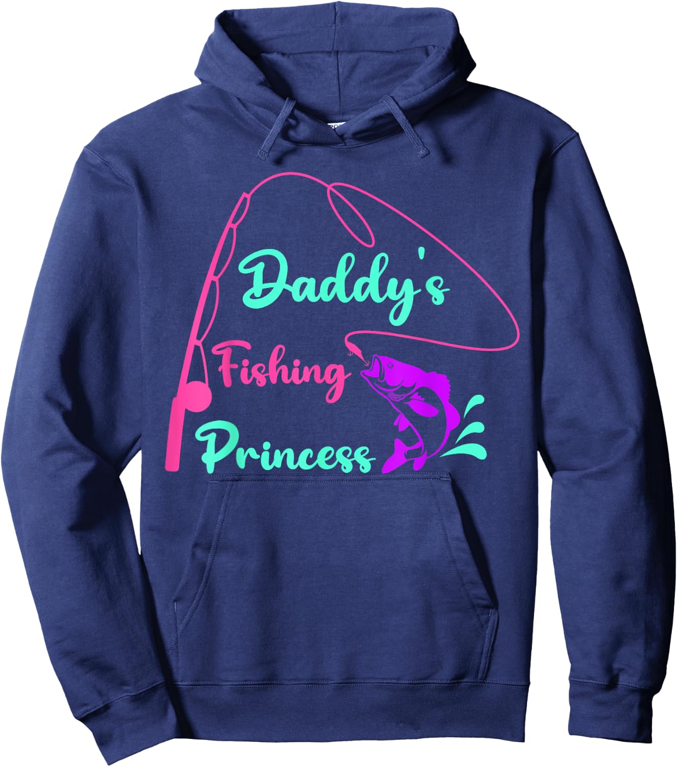 Funny Kids Daddy's Fishing Princess Hoodie - Hoodie | Navy