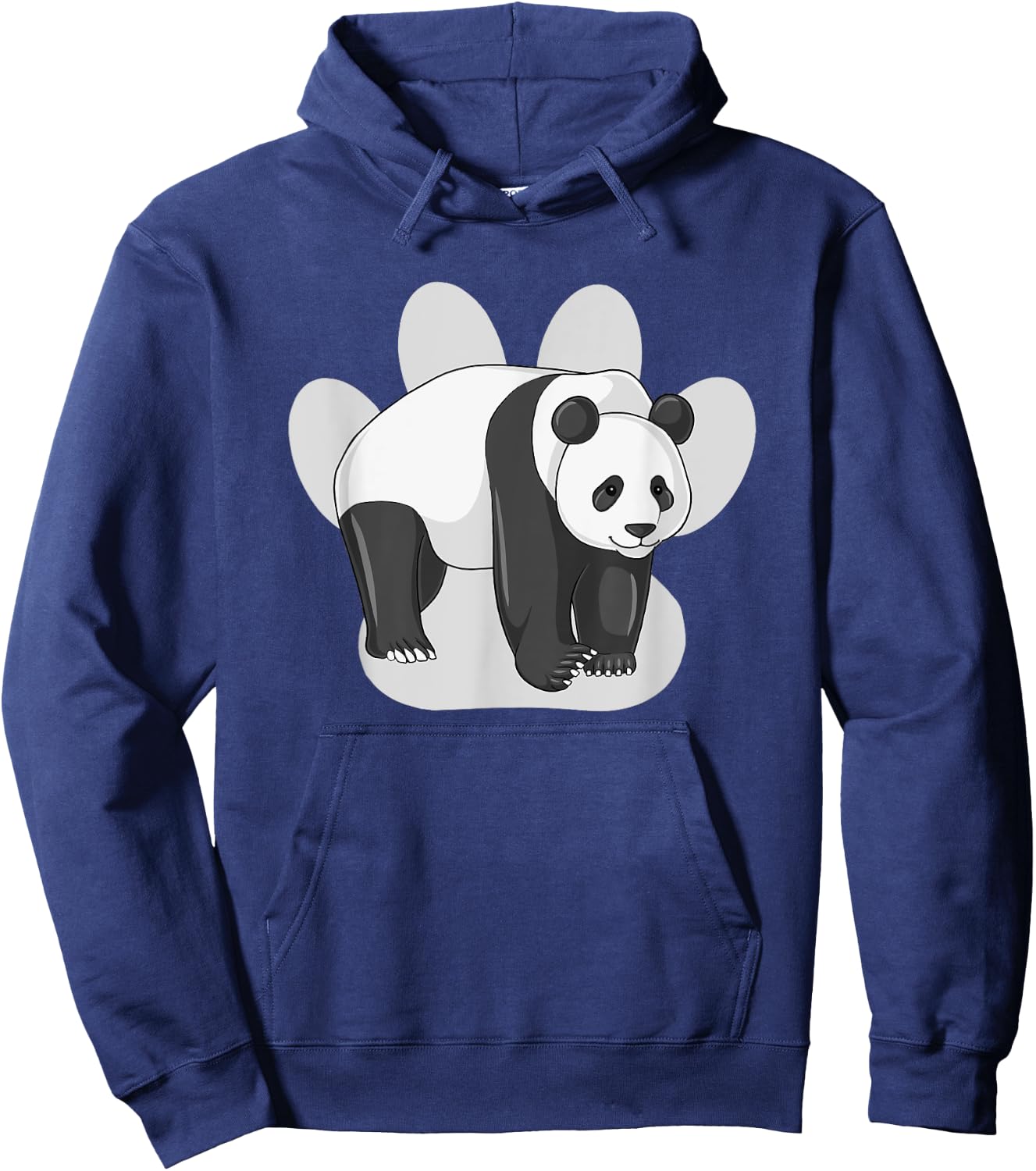 Cute Panda Bear Drawing on Paw Print Silhouette Hoodie - Hoodie | Navy