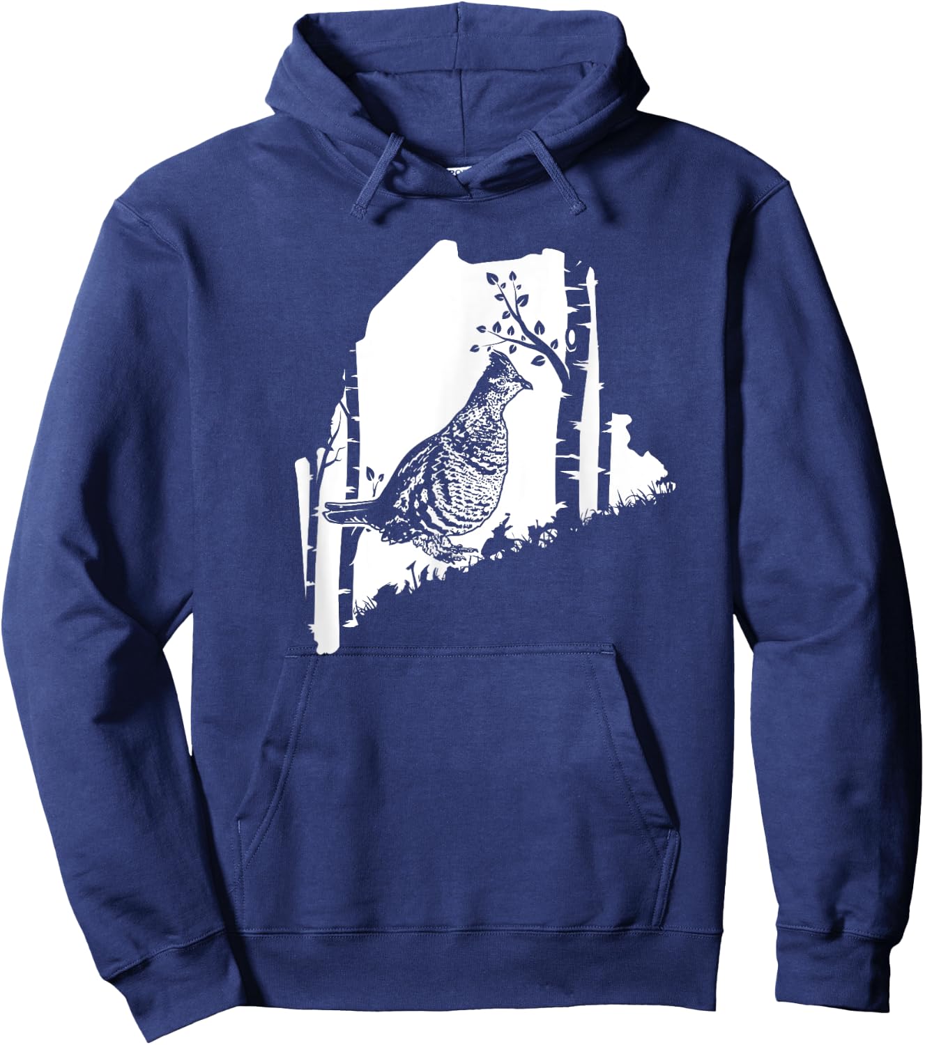 Hunting Partridge Grouse- Maine map Bird Hunter Hoodie - Hoodie | Navy