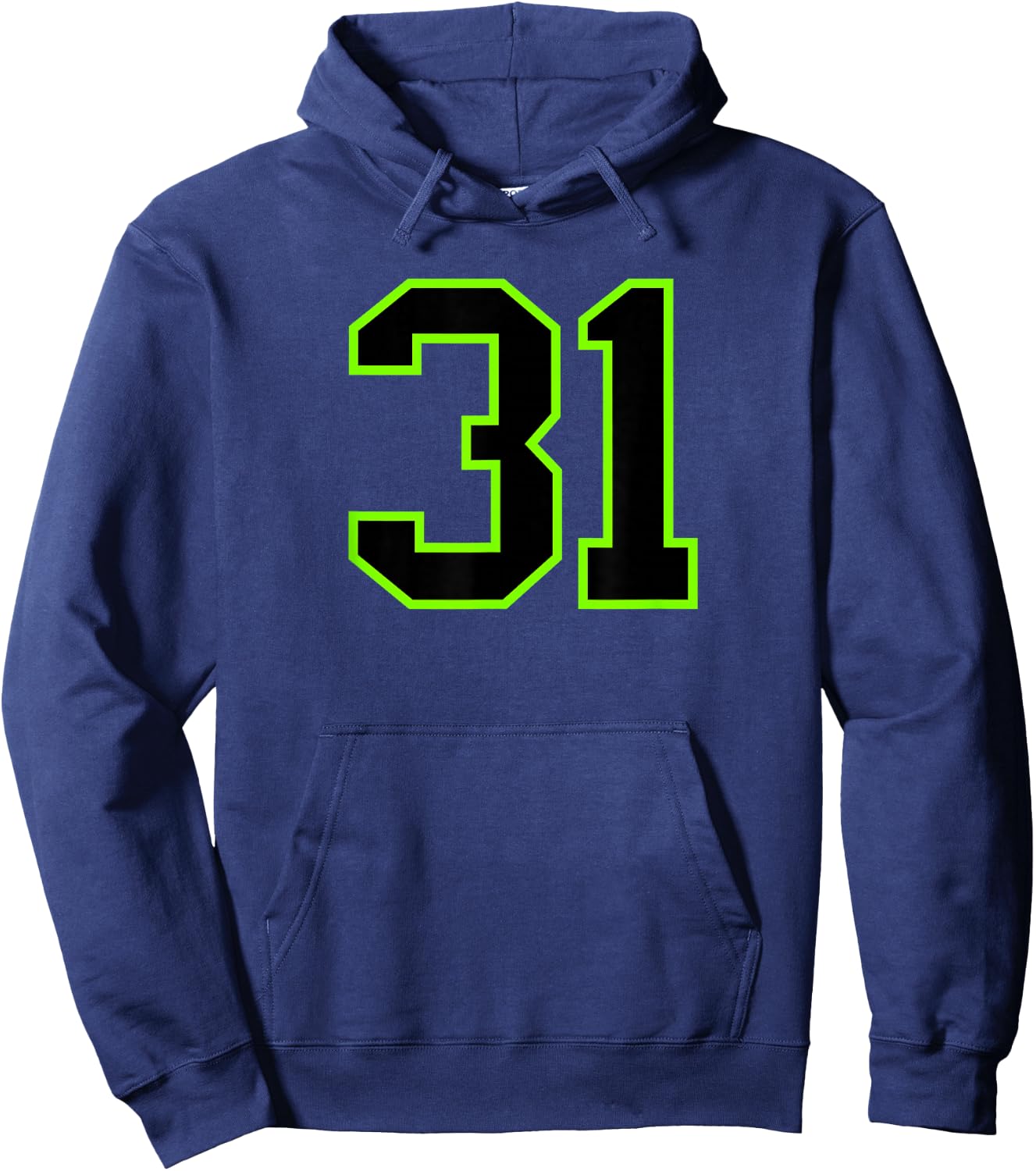 Number 31 Green Black Sports Team Hoodie - Hoodie | Navy