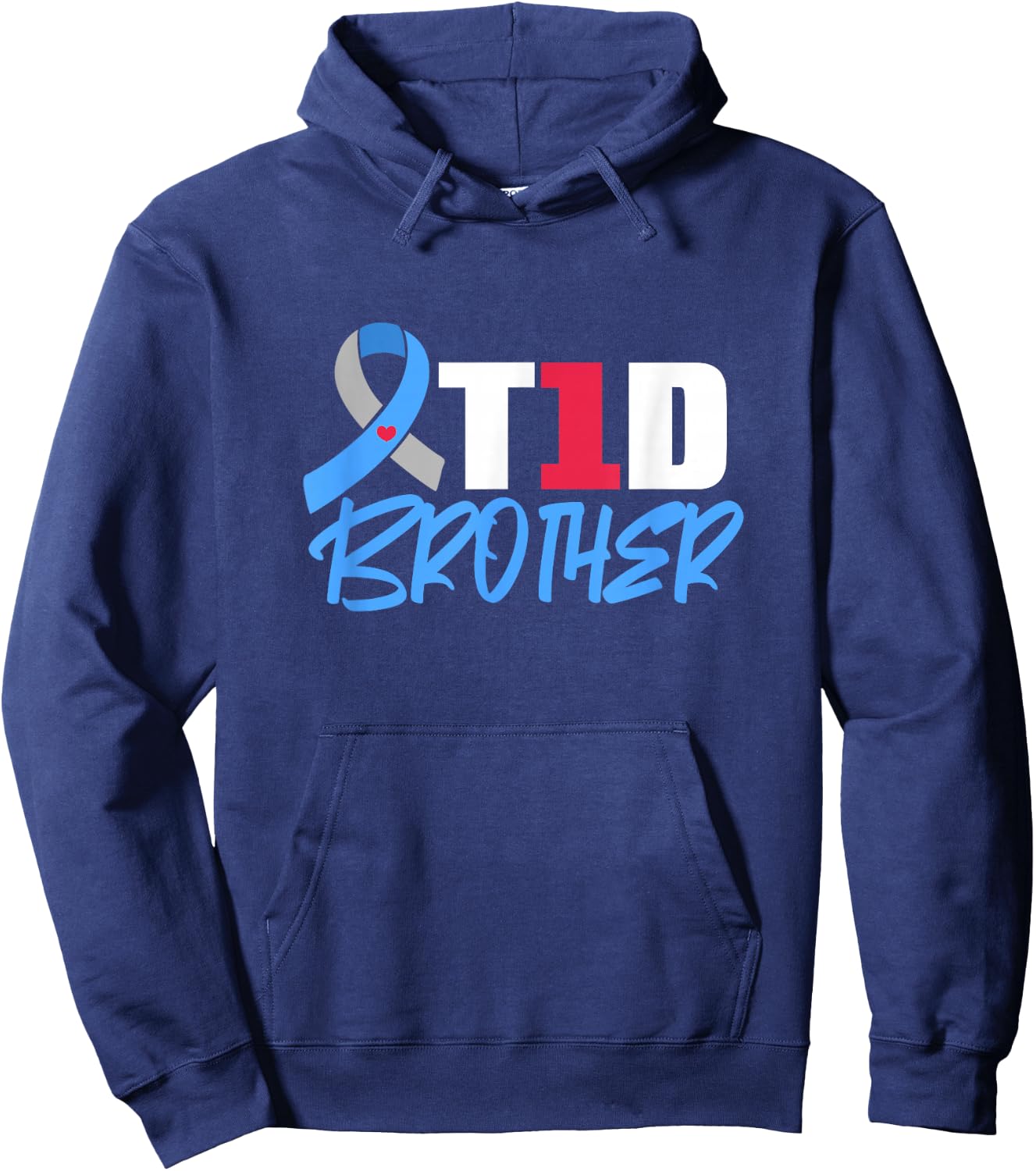 T1D Brother Type 1 Diabetes Awareness Sibling Hoodie - Hoodie | Navy