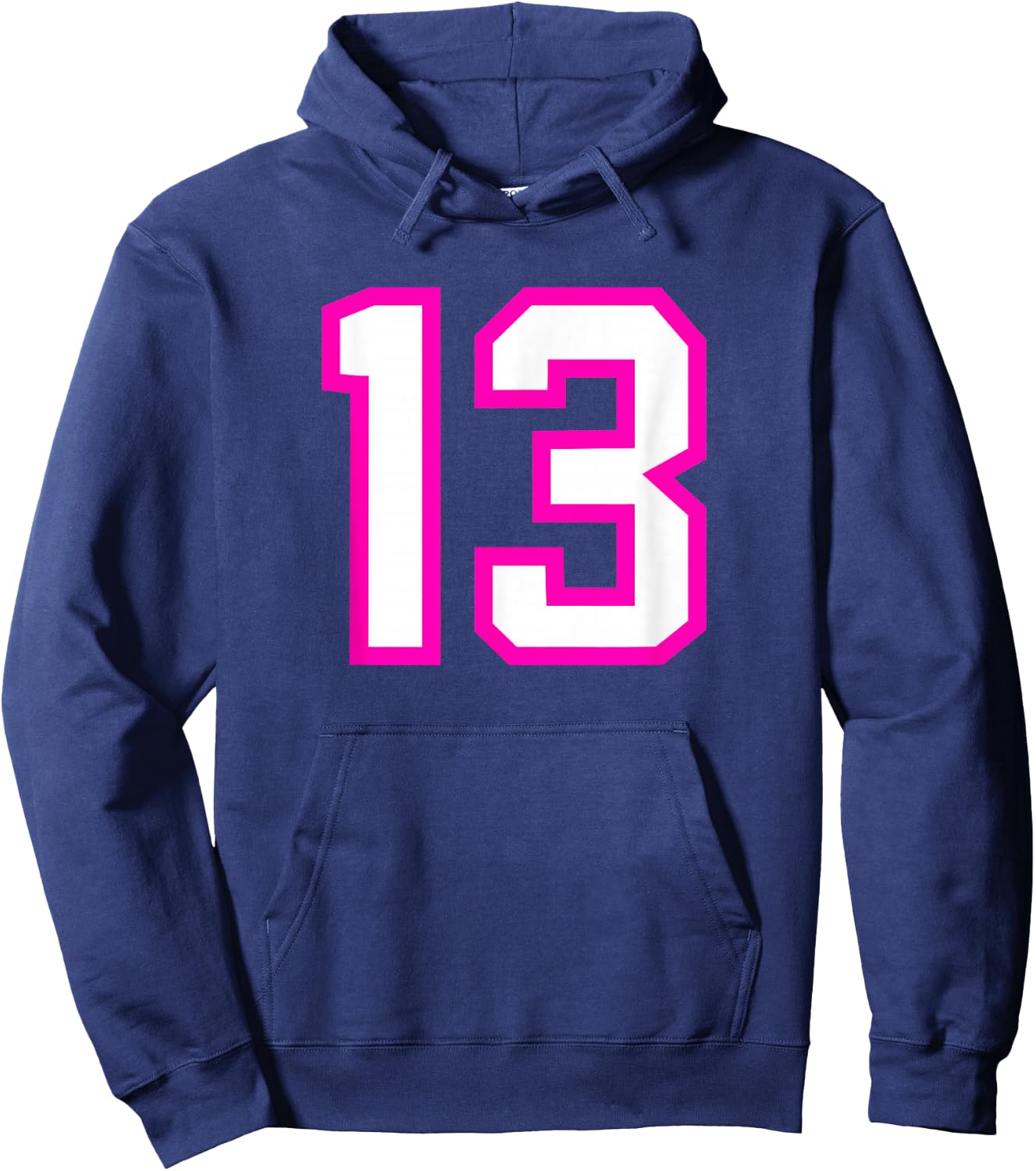 Number #13 Sport Pink White Varsity Number Hoodie - Hoodie | Navy