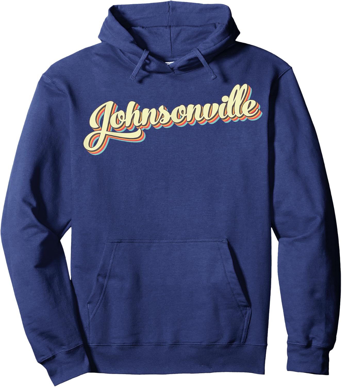 Johnsonville Retro Art Baseball Font Vintage Hoodie - Hoodie | Navy