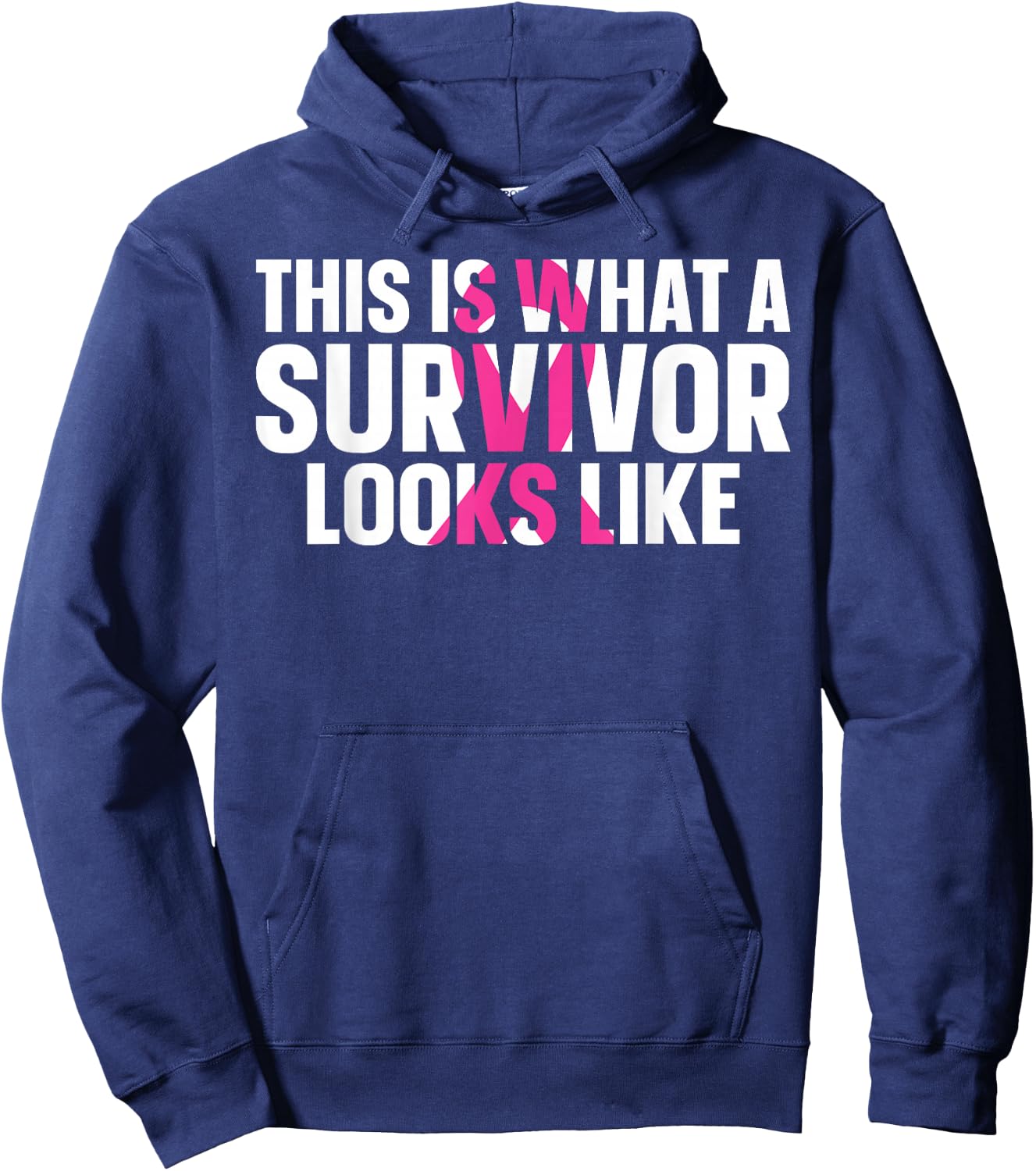 Breast Cancer Awareness Survivor Pink Ribbon Hoodie - Hoodie | Navy