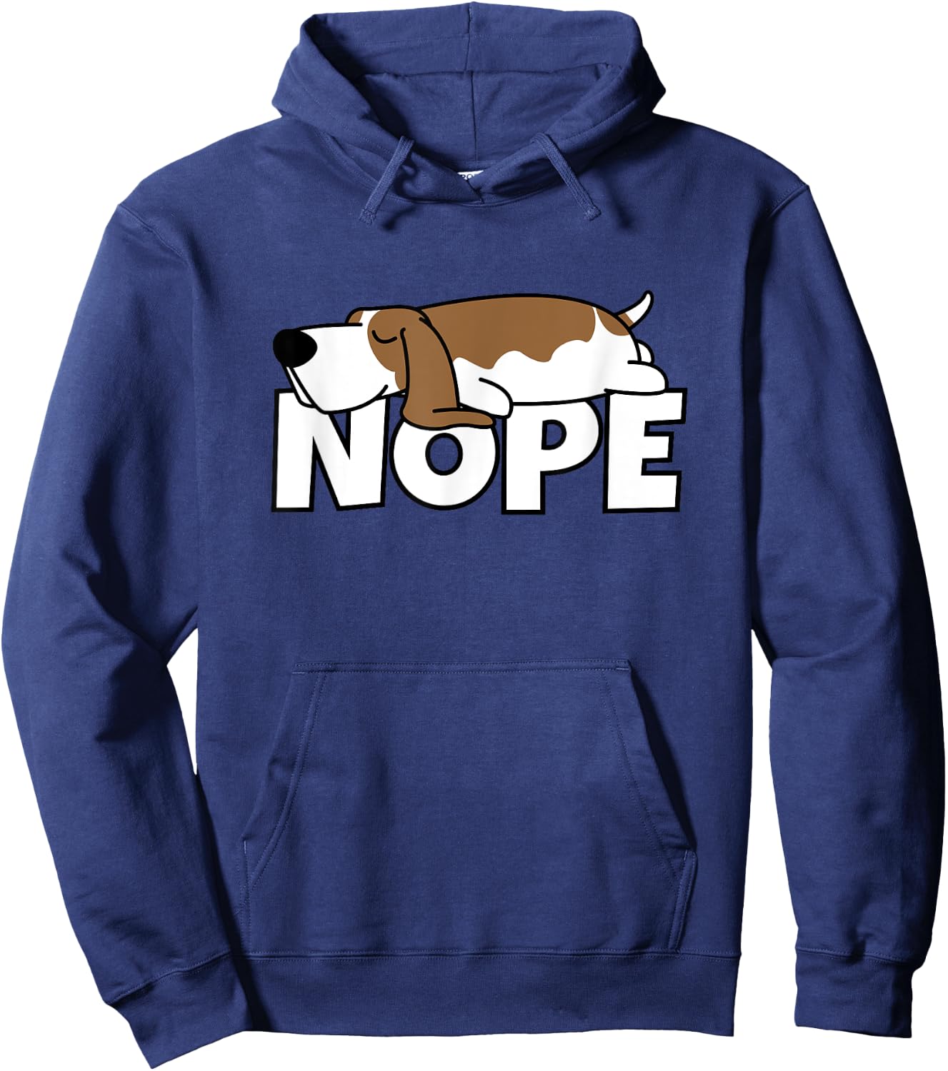 Nope Lazy Dog Basset Hound Hoodie - Hoodie | Navy