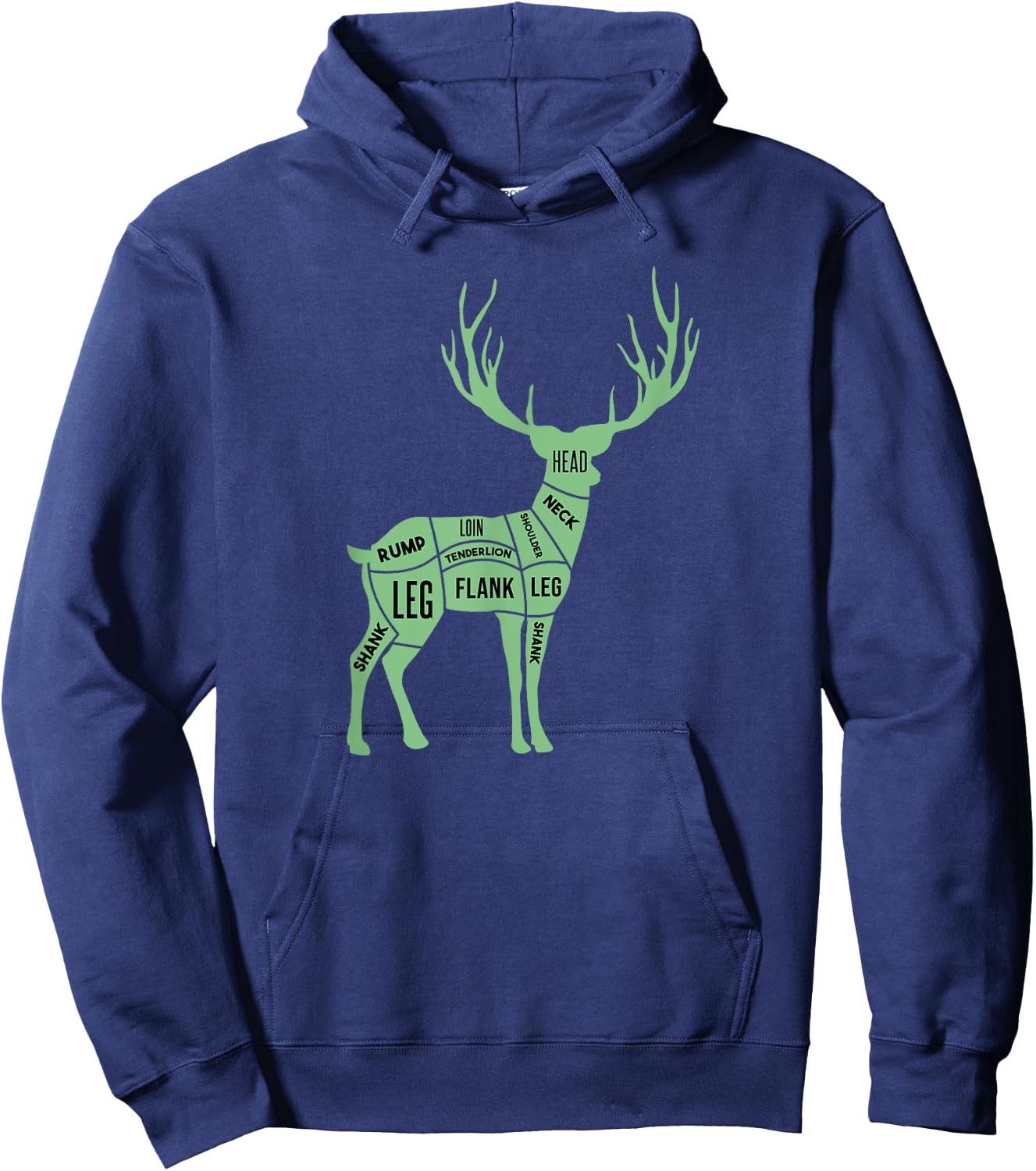 Deer Venison Butcher Cuts Diagram Hoodie - Hoodie | Navy