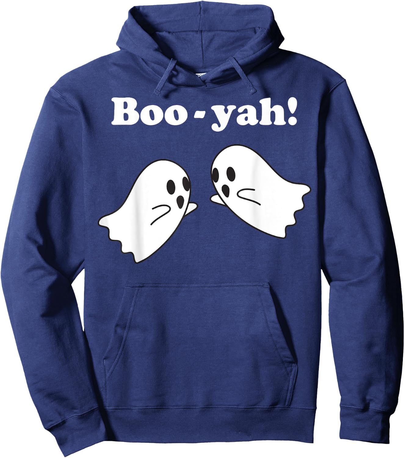 Halloween Apparel Boo-Yah Ghost Text Hoodie - Hoodie | Navy