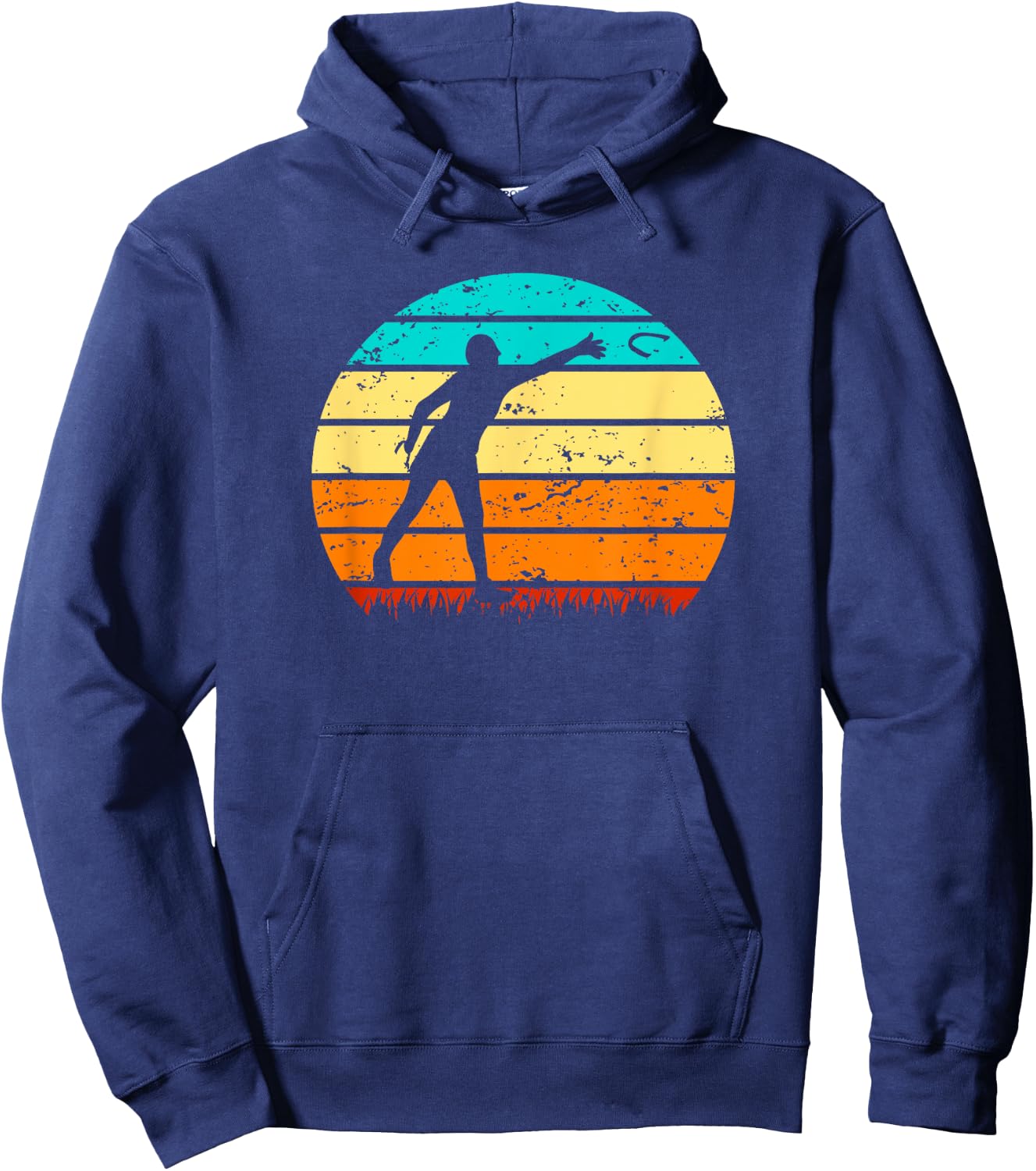 Retro Sunset Horseshoe Pitching Game Hoodie - Hoodie | Navy