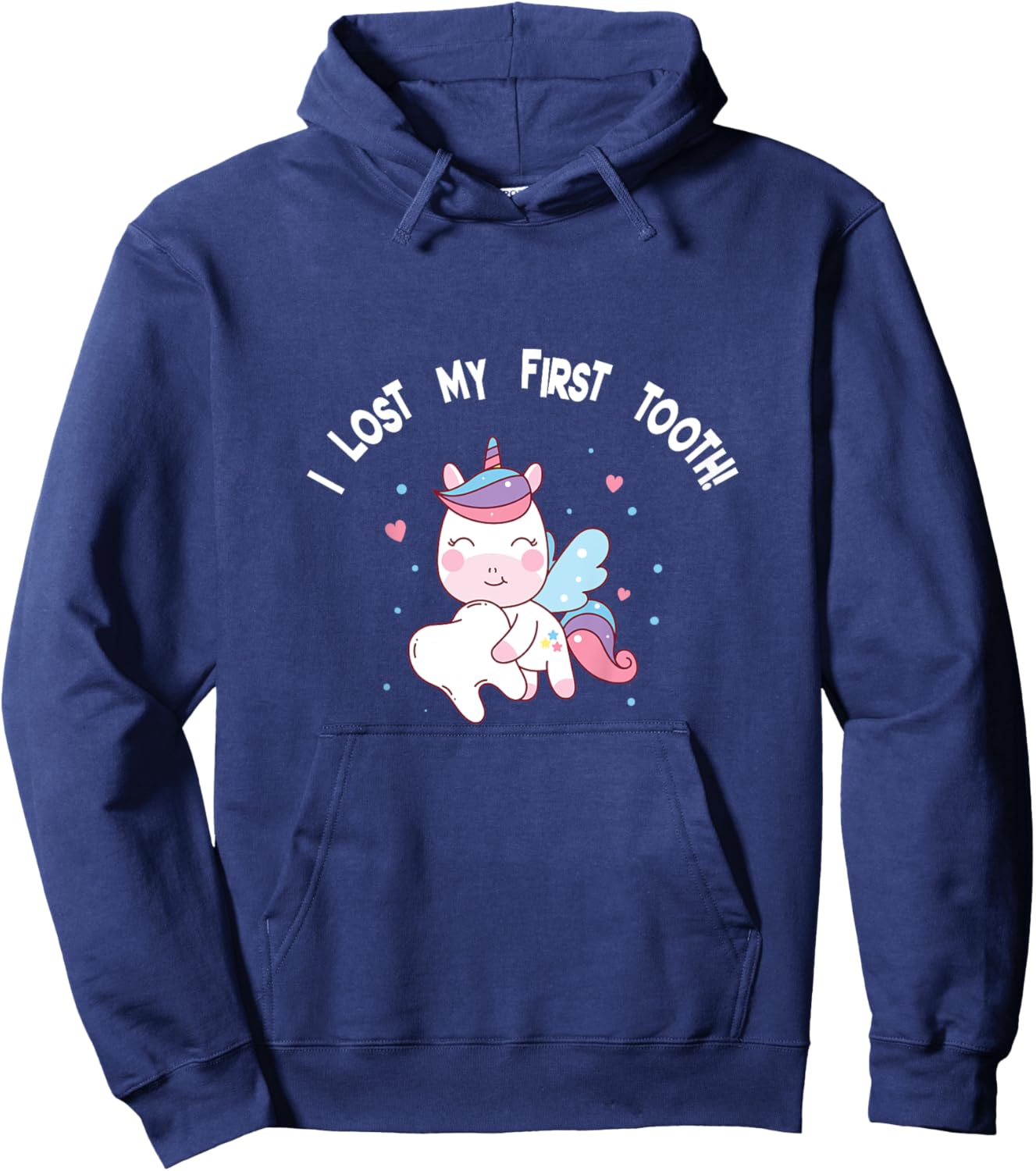 Girls I Lost My First Tooth Unicorn Tooth Fairy Hoodie - Hoodie | Navy