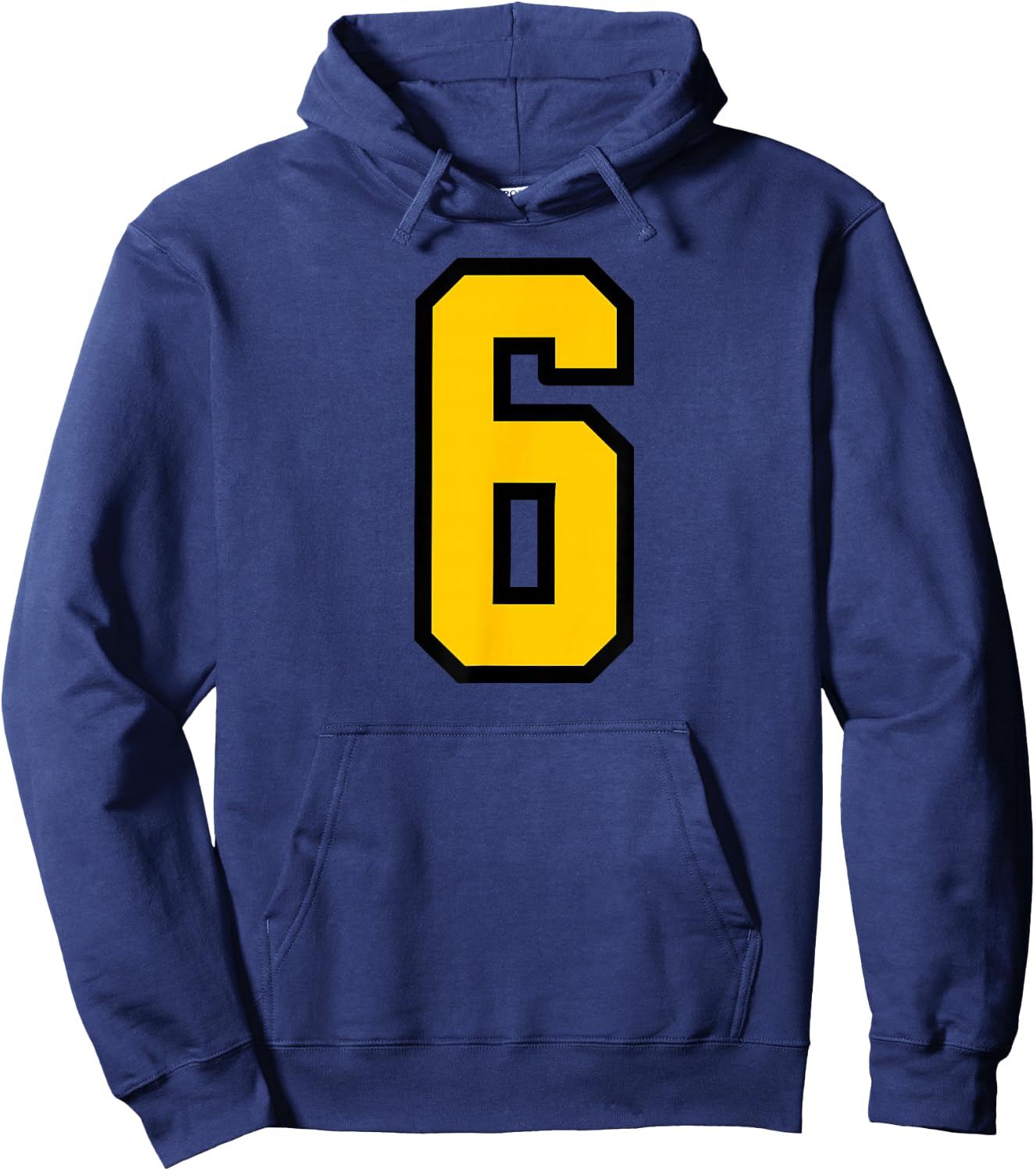 Yellow Black Sports Team Number #6 Hoodie - Hoodie | Navy
