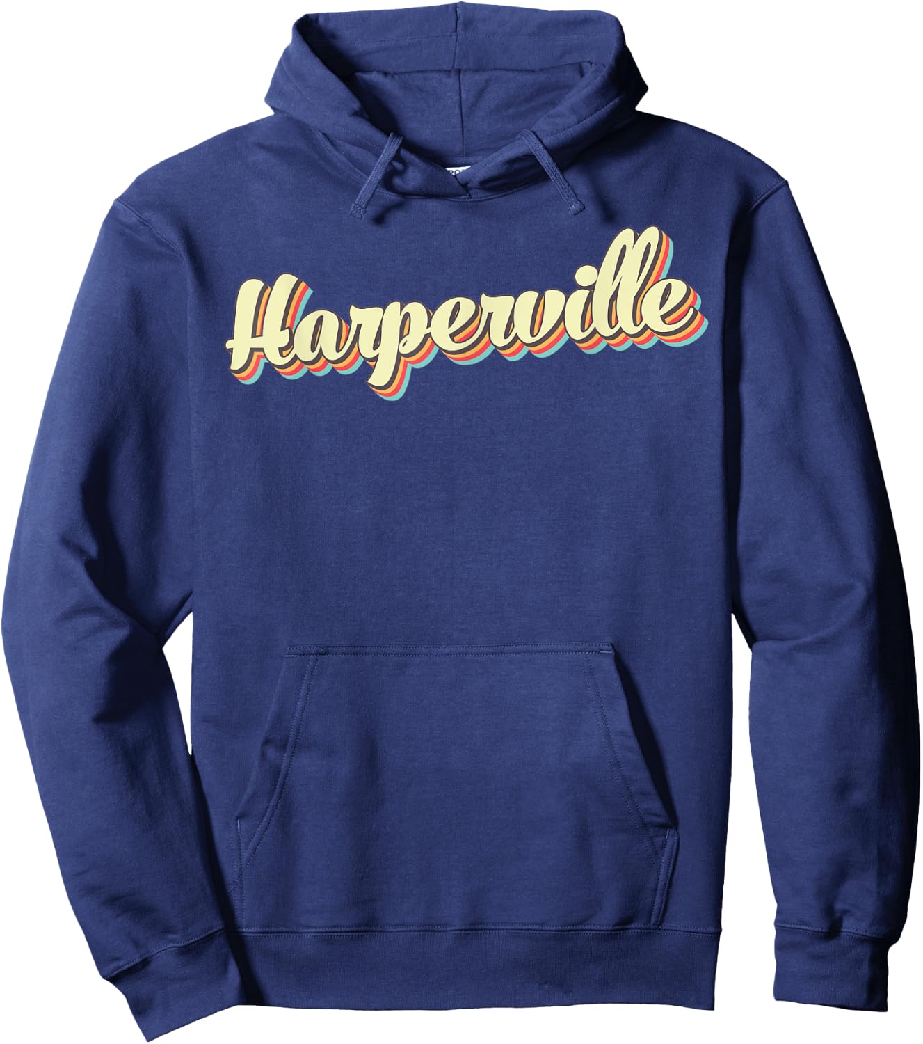 Harperville Retro Art Baseball Font Vintage Hoodie - Hoodie | Navy
