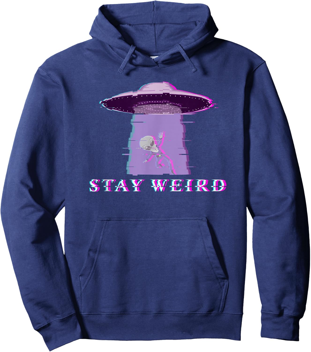 Alien Stay Weird UFO Vaporwave Hoodie - Hoodie | Navy
