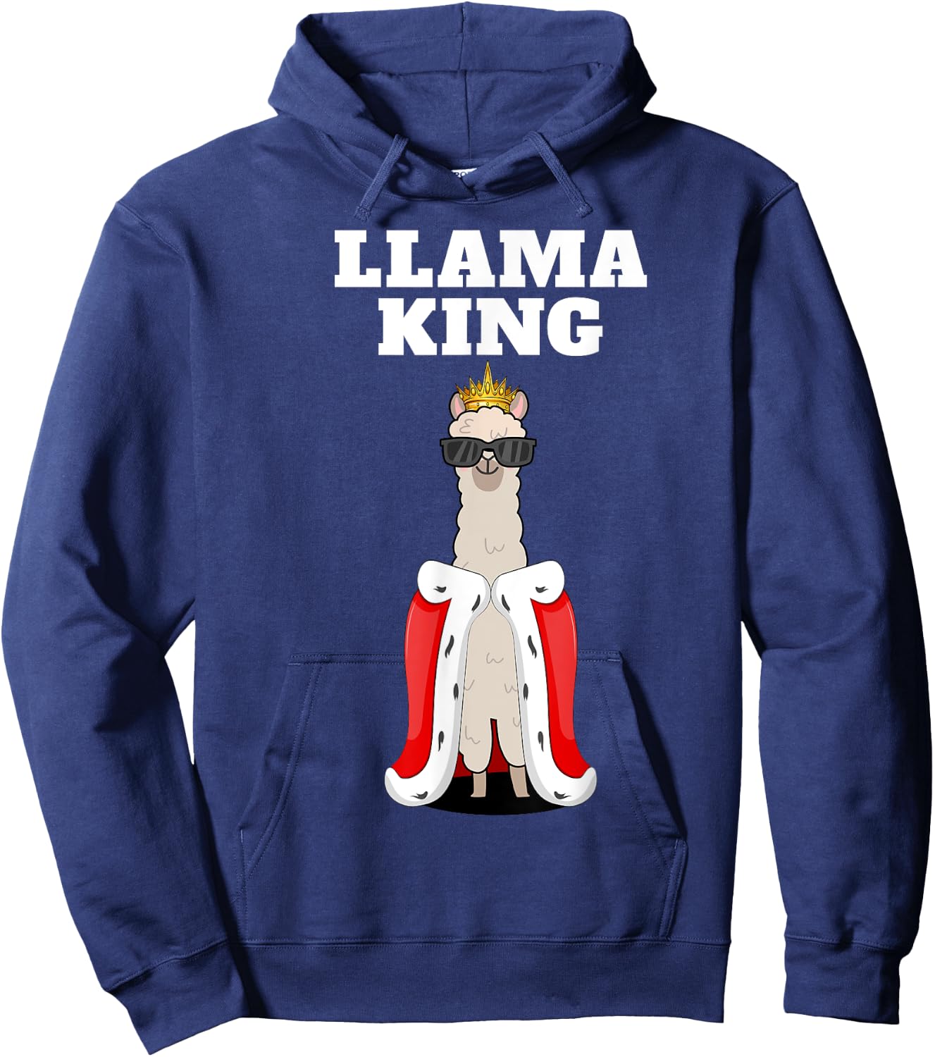 Llama King | Boys Llama | Llama , Black Hoodie - Hoodie | Navy