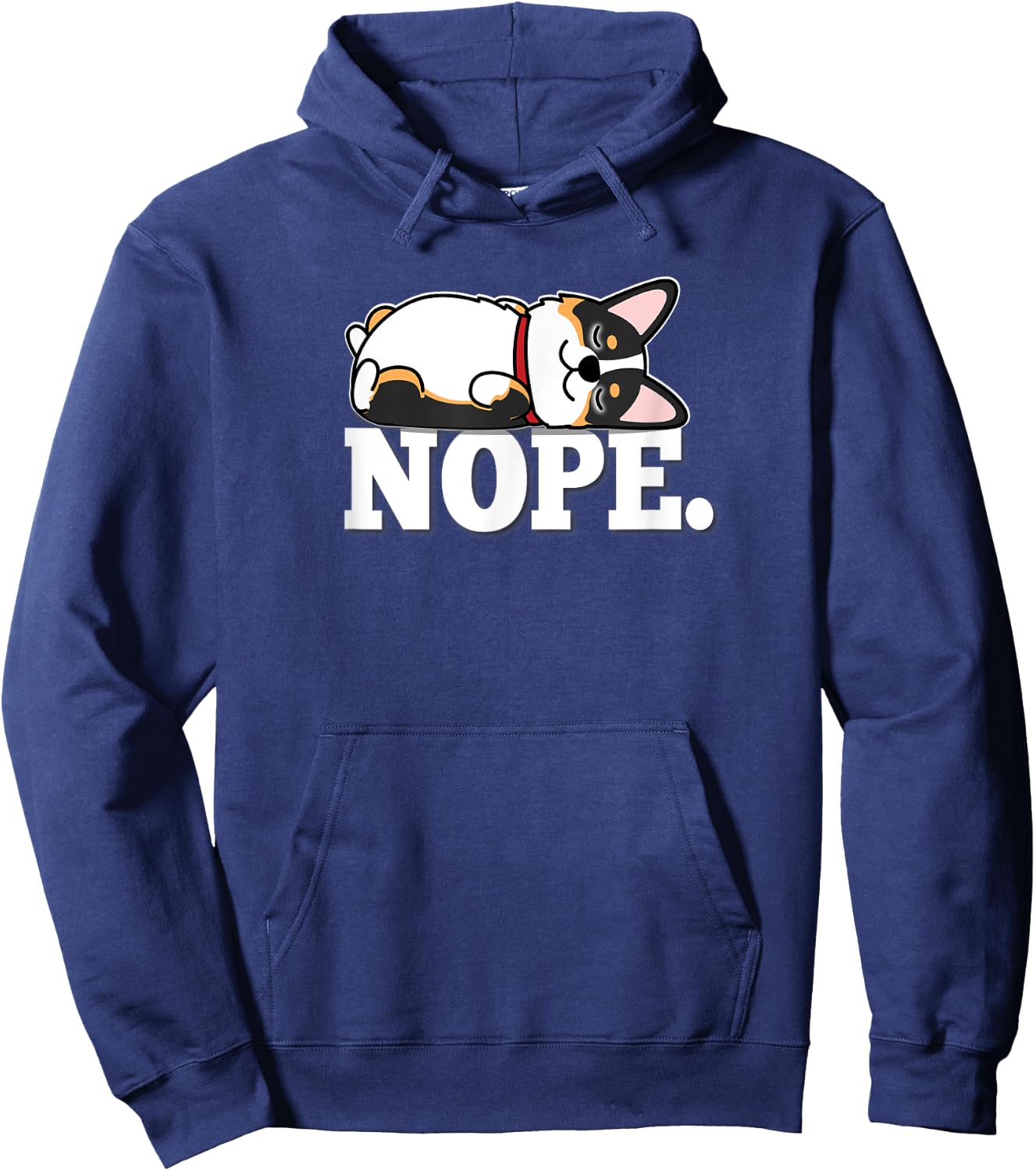 Kawaii Napping NOPE Black Tricolor Corgi Lover Hoodie - Hoodie | Navy