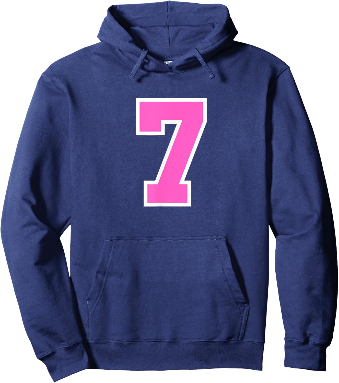Pink Sports Team Number #7 Hoodie - Hoodie | Navy