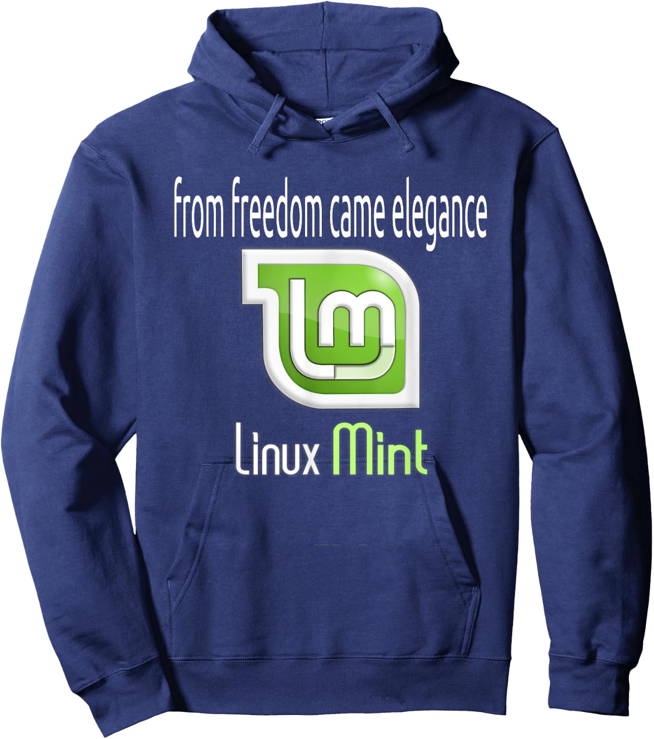 Linux Mint w/ slogan From freedom came elegance Hoodie - Hoodie | Navy