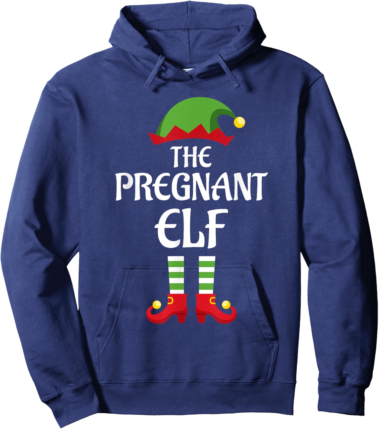 Pregnant Elf Family Matching Group Christmas Hoodie - Hoodie | Navy