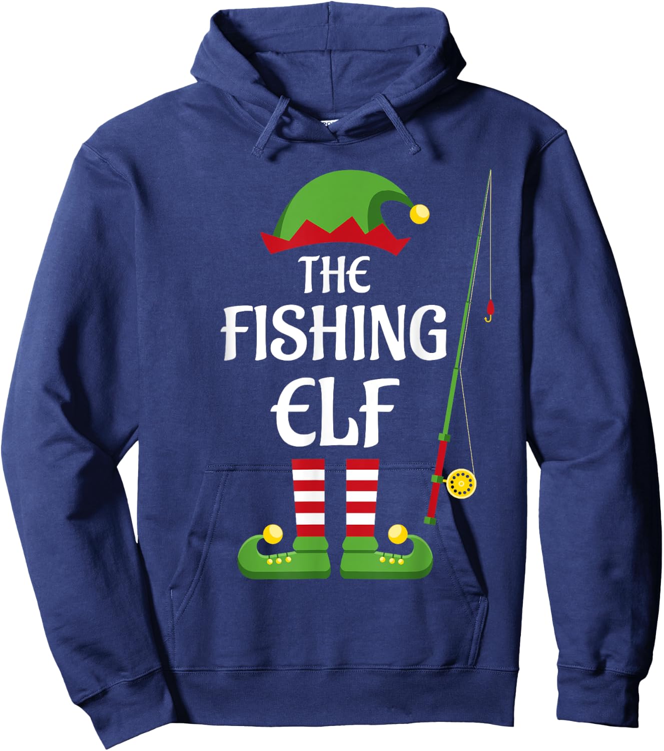 Fishing Elf Family Matching Group Christmas Hoodie - Hoodie | Navy