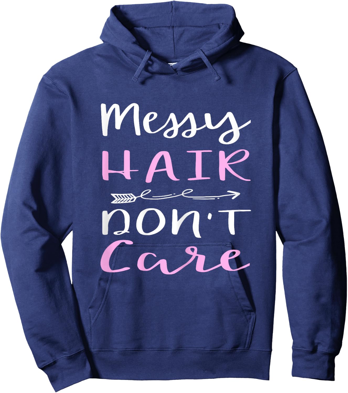 Messy Hair Don't Care Hoodie - Hoodie | Navy