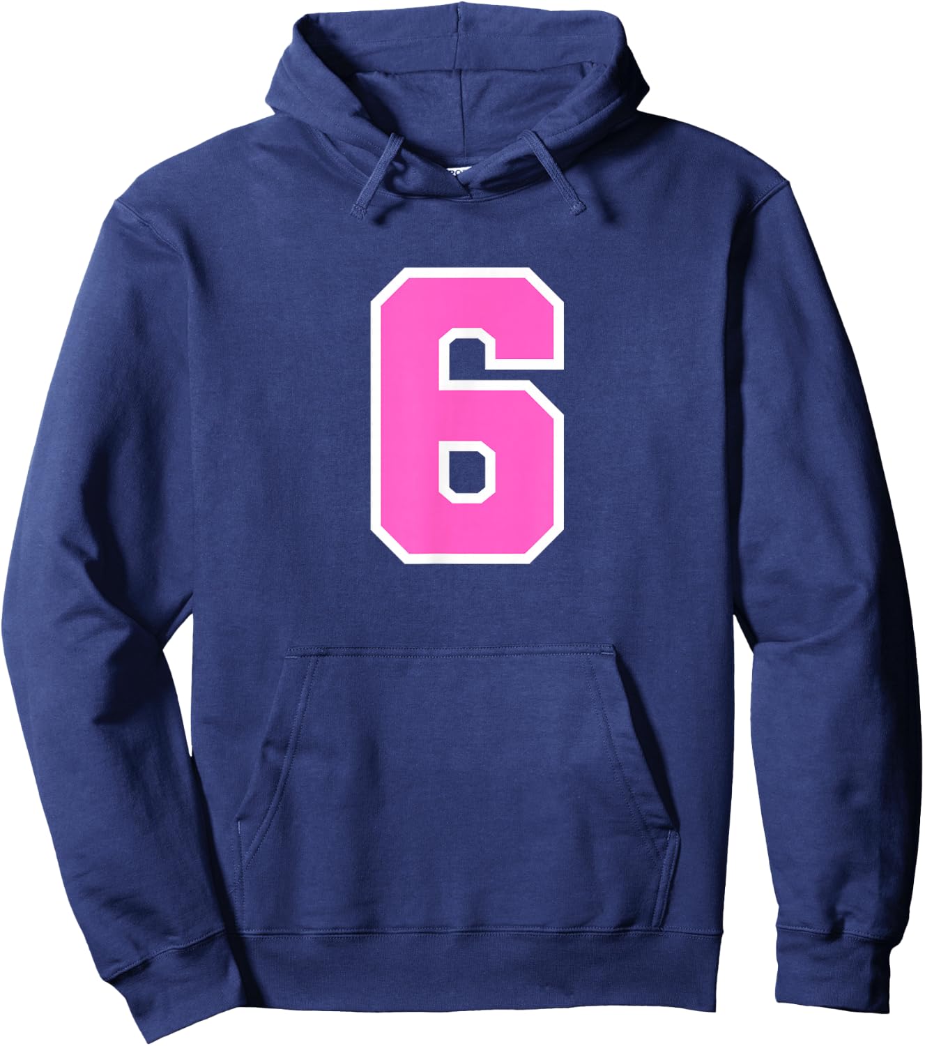 Pink Sports Team Number #6 Hoodie - Hoodie | Navy