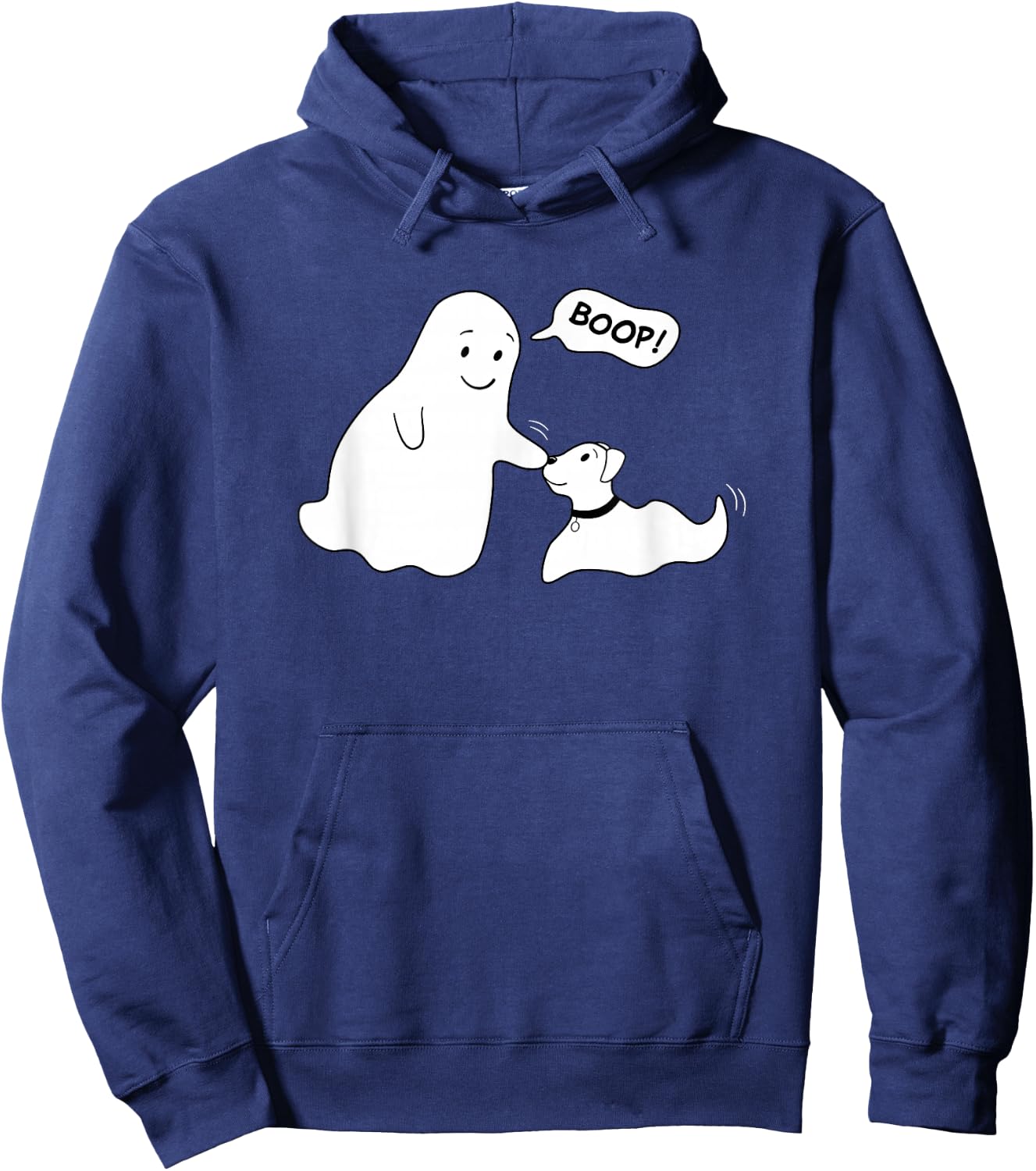 Funny Ghost Boops A Dogs Nose Hoodie - Hoodie | Navy