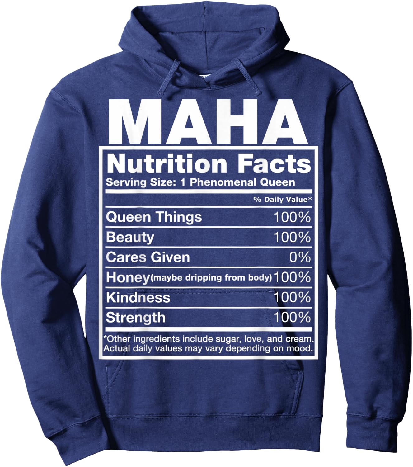 Maha Nutrition Facts Maha Name Birthday Shirt Hoodie - Hoodie | Navy