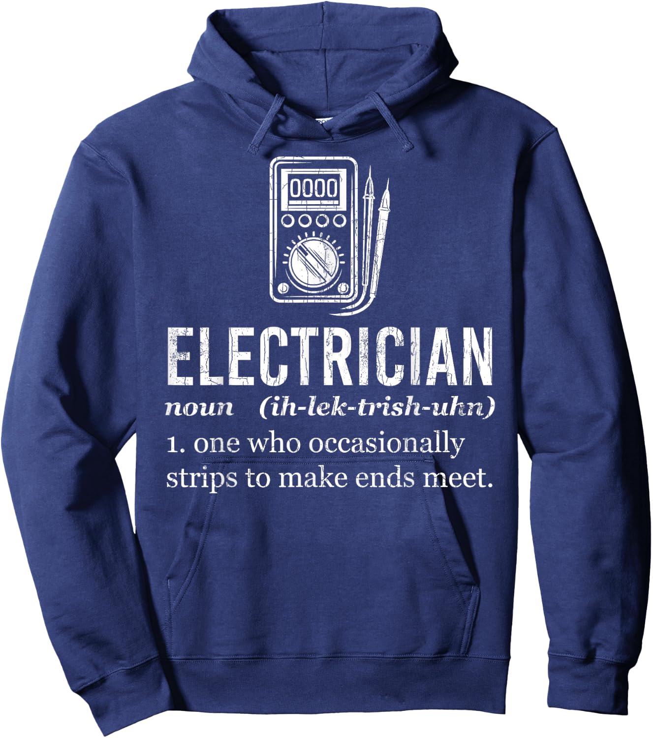 Electrician Funny Definition Graphic Hoodie - Hoodie | Navy