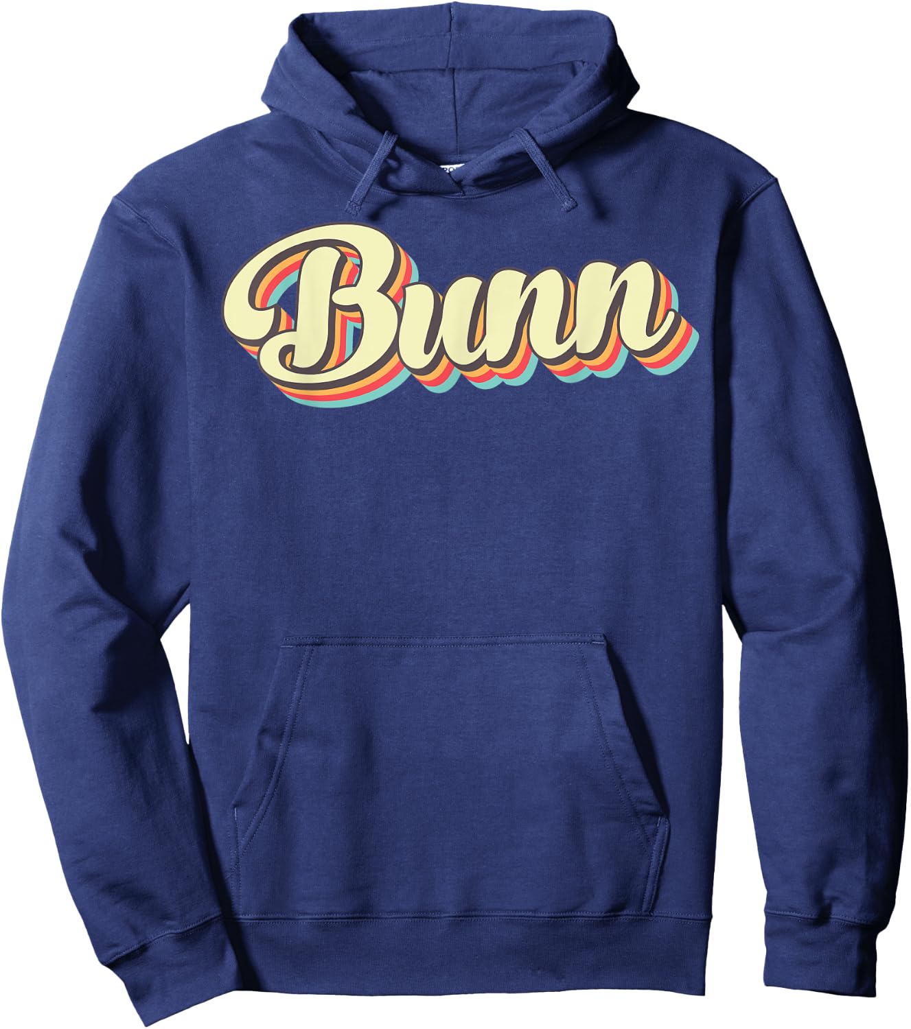 Bunn Retro Art Baseball Font Vintage Hoodie - Hoodie | Navy