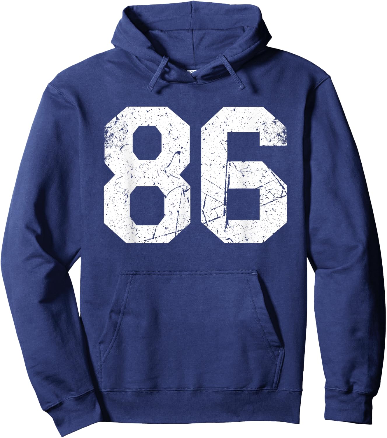Number #86 White Retro Vintage Varsity Number Hoodie - Hoodie | Navy