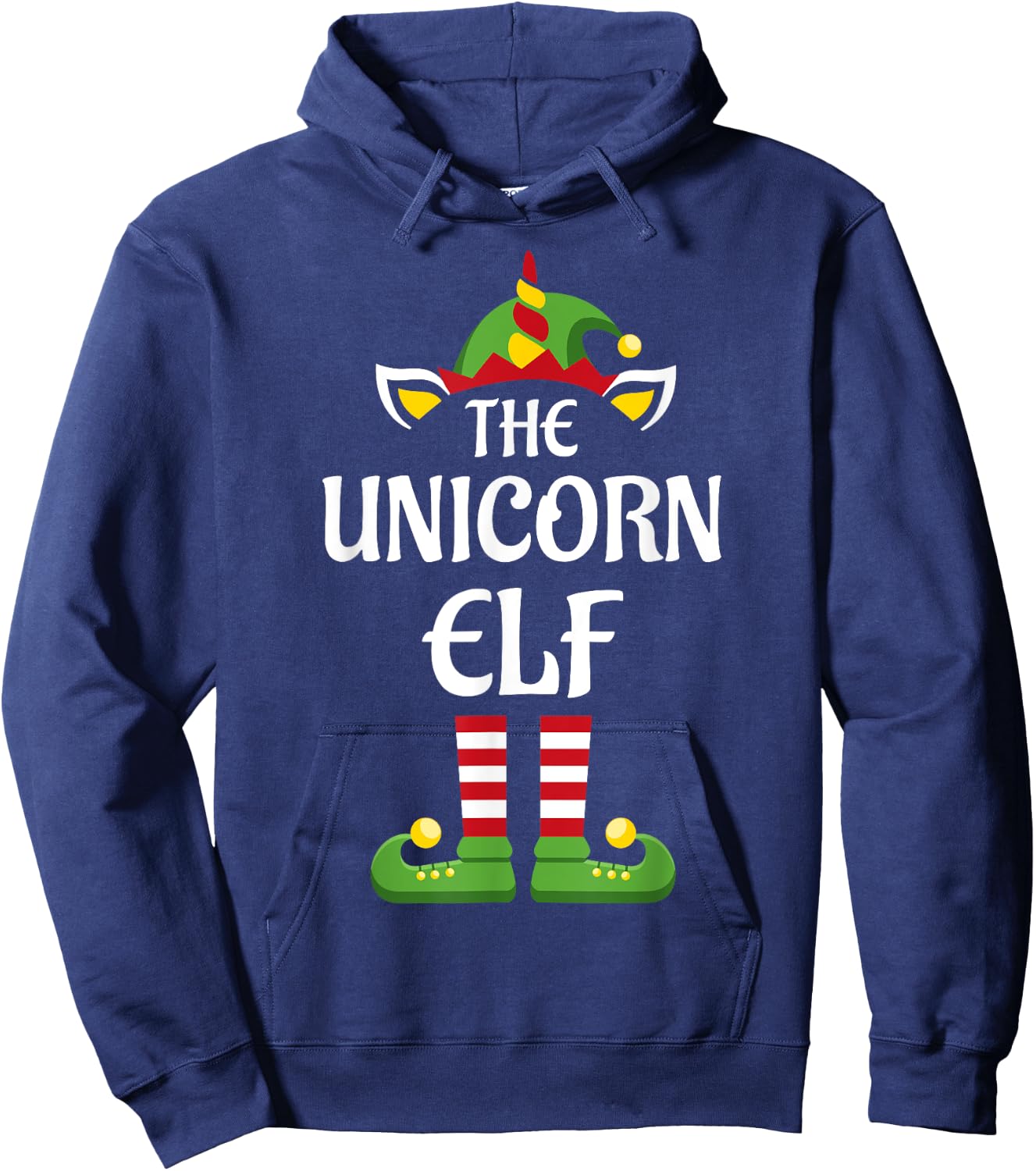Unicorn Elf Family Matching Group Christmas Hoodie - Hoodie | Navy