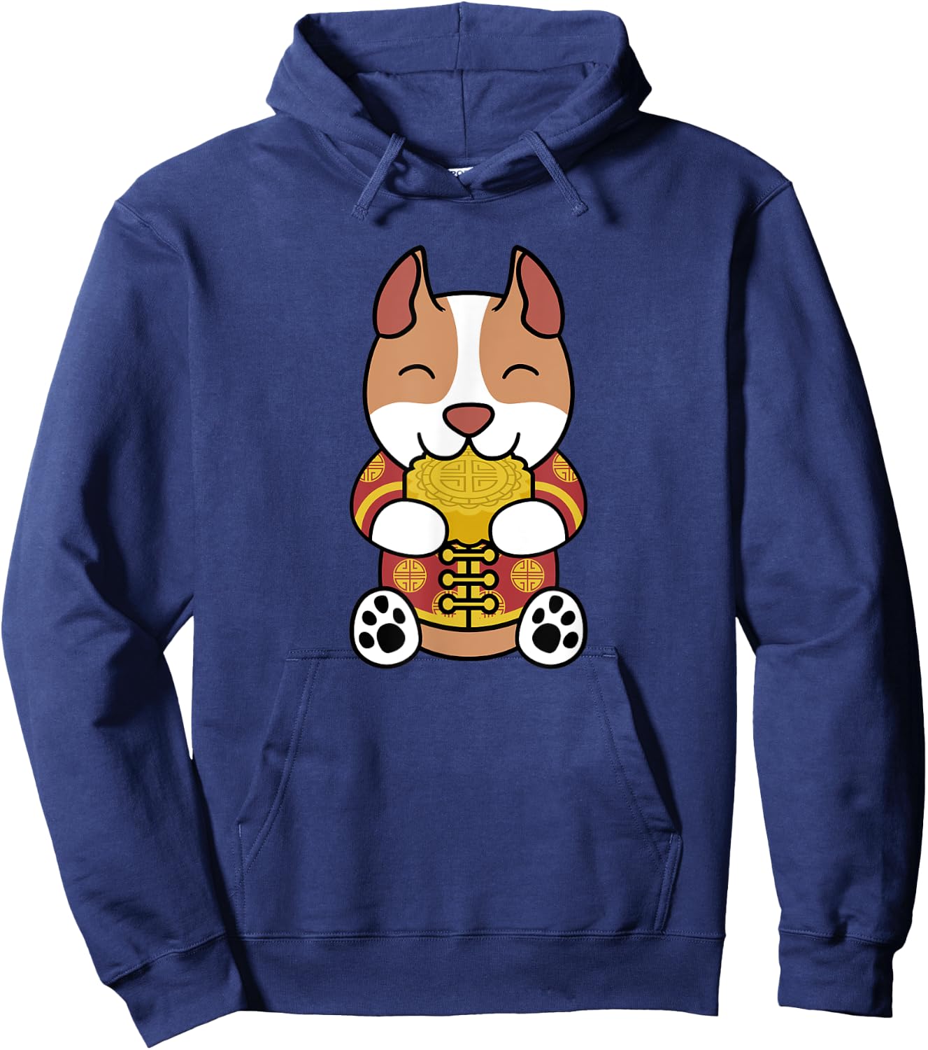 Chinese Costume Mooncake Pit Bull Dog Hoodie - Hoodie | Navy