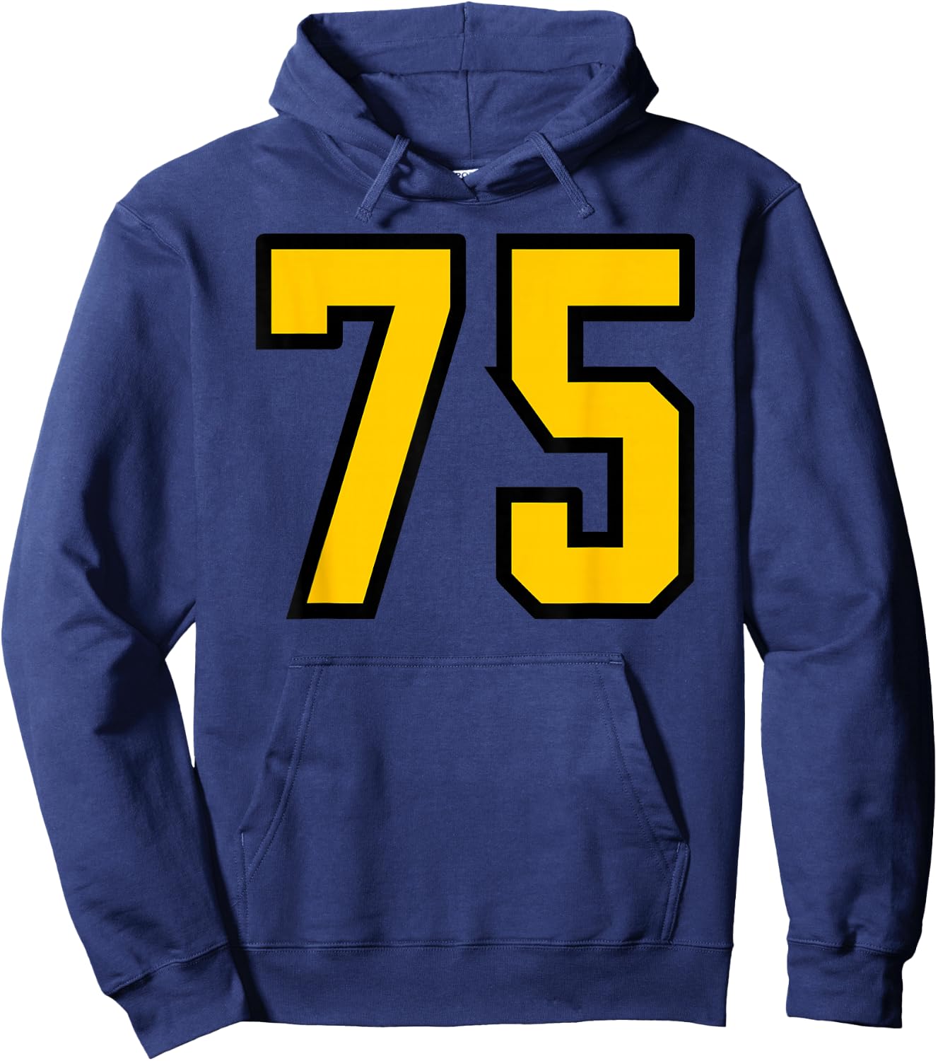 Yellow Black Sports Team Number #75 Hoodie - Hoodie | Navy