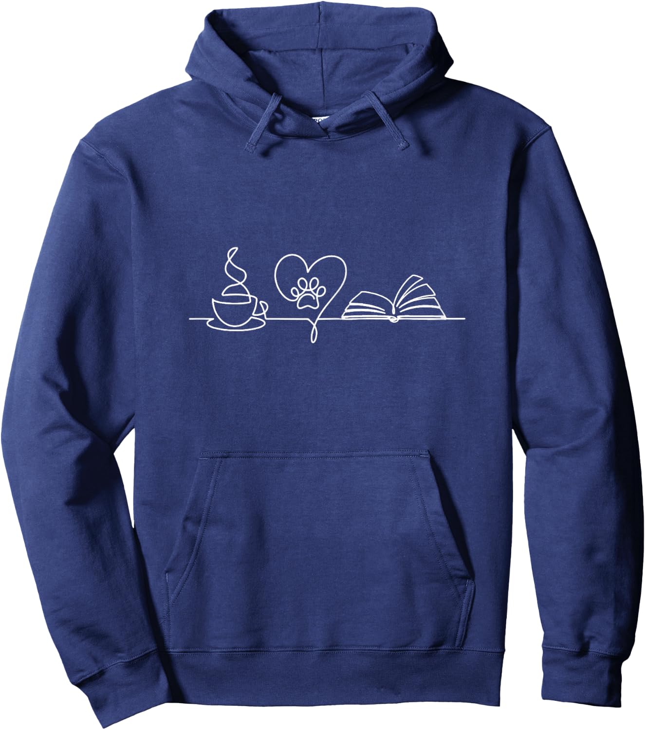 Book Lover Dog Coffee Vintage Funny Bookworm Hoodie - Hoodie | Navy