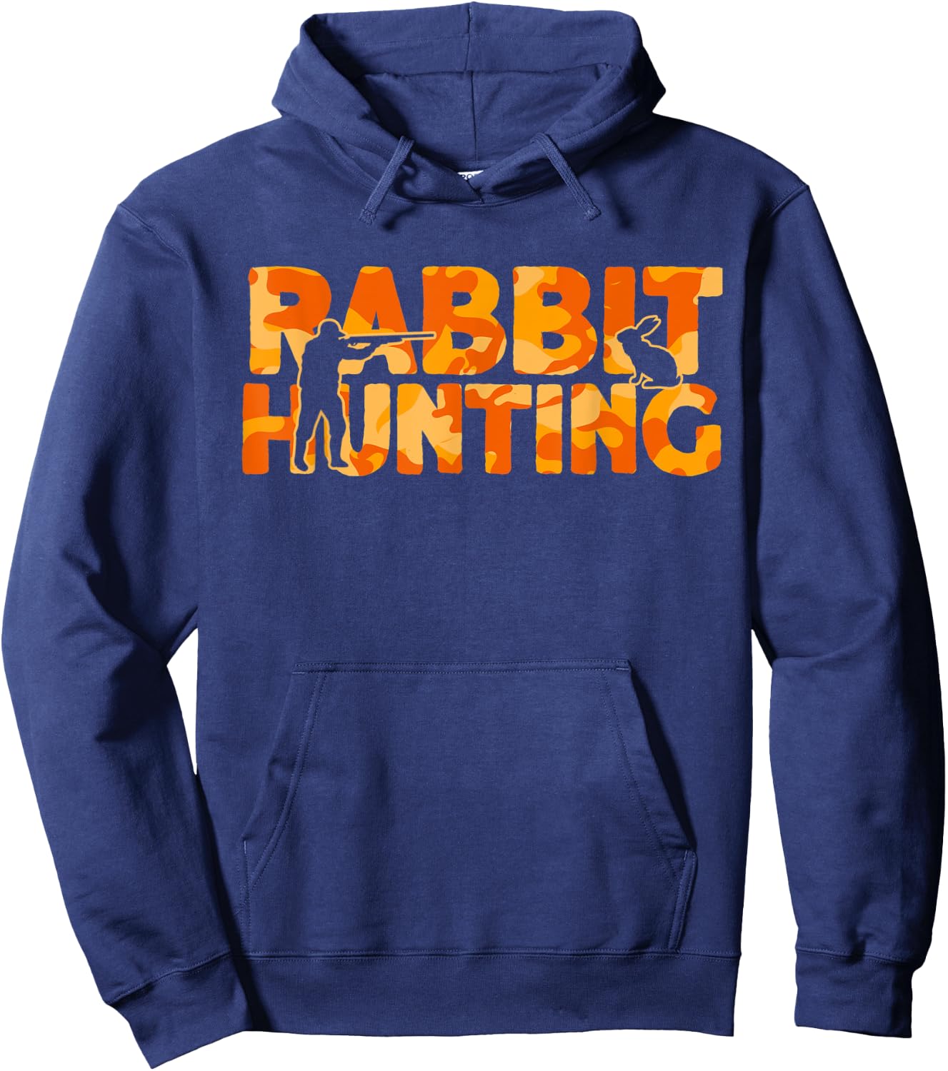 Hare Hunter Orange Camouflage Rabbit Hunting Hoodie - Hoodie | Navy