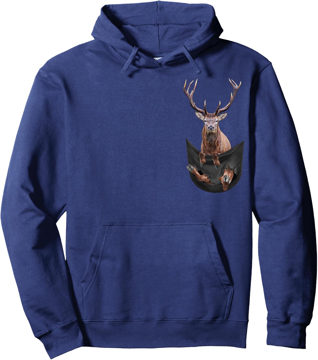 Deer Inside Pocket - Deer Pocket Hoodie - Hoodie | Navy