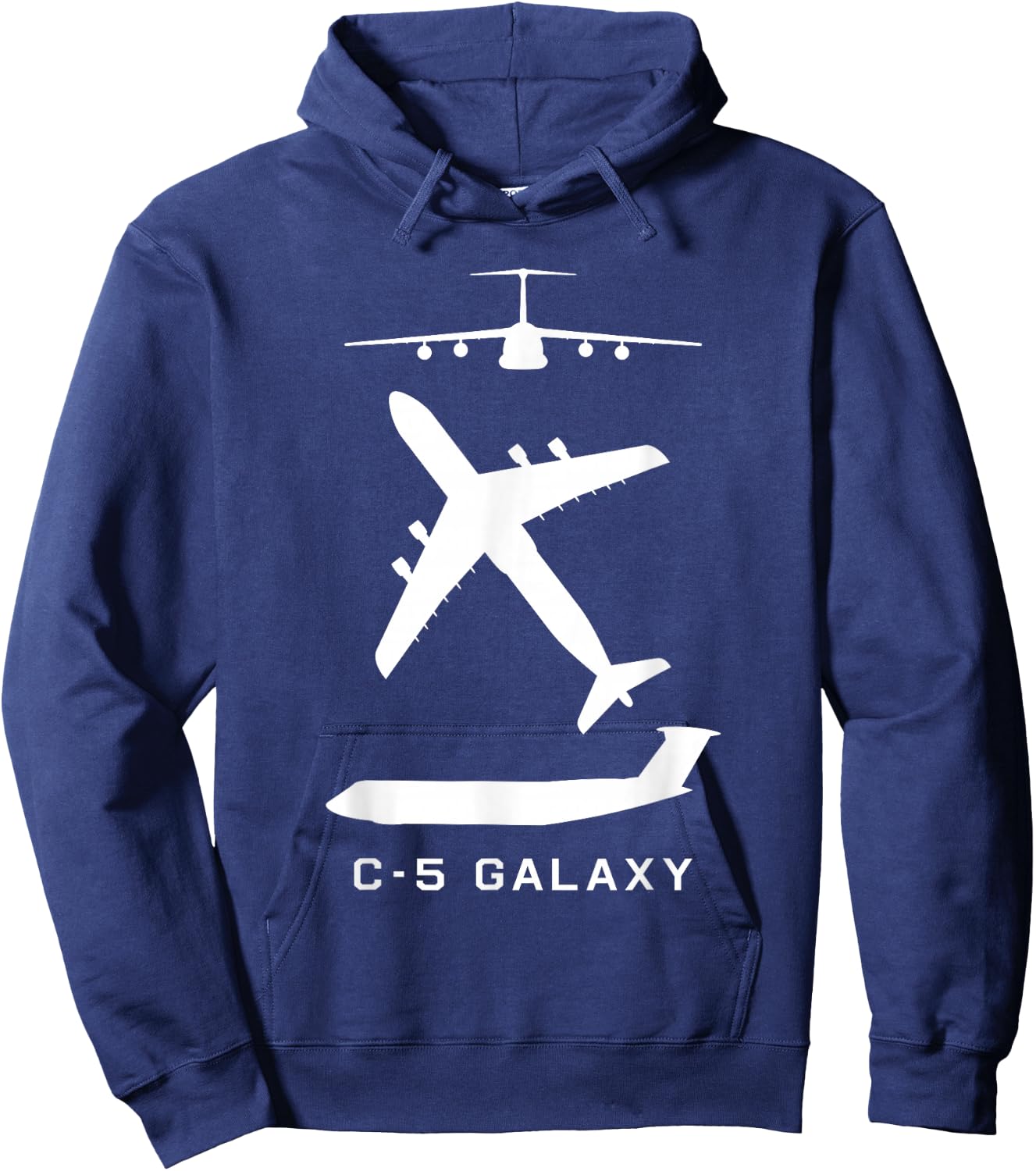 C-5 Galaxy Military Transport Plane Silhouettes Hoodie - Hoodie | Navy