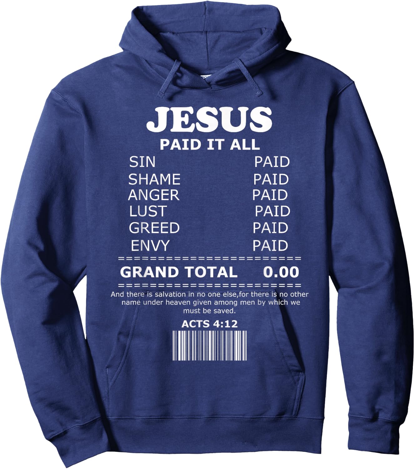 Jesus Paid It All Receipt Hoodie - Hoodie | Navy
