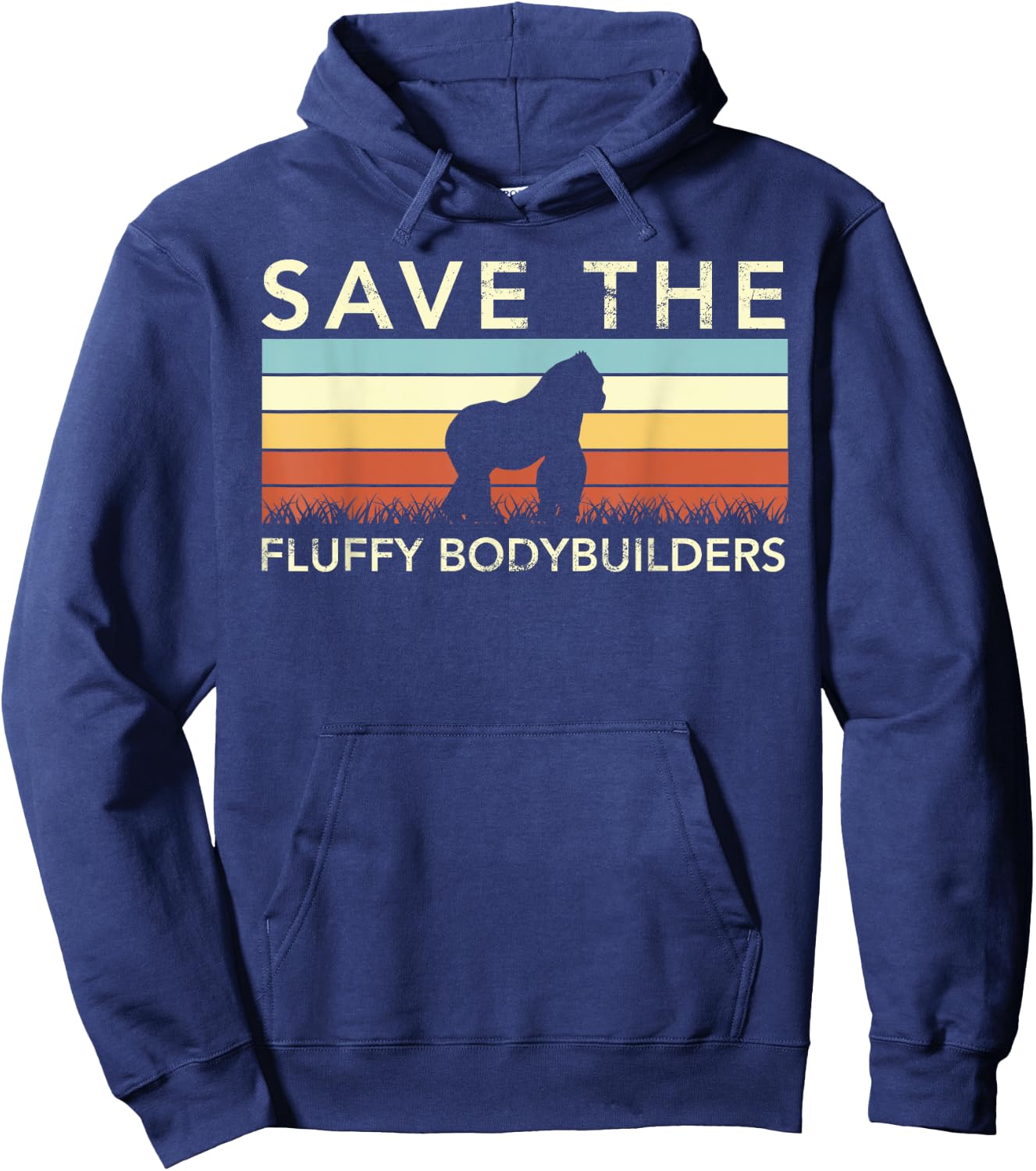 Retro Save The Gorillas Silverback Hoodie - Hoodie | Navy