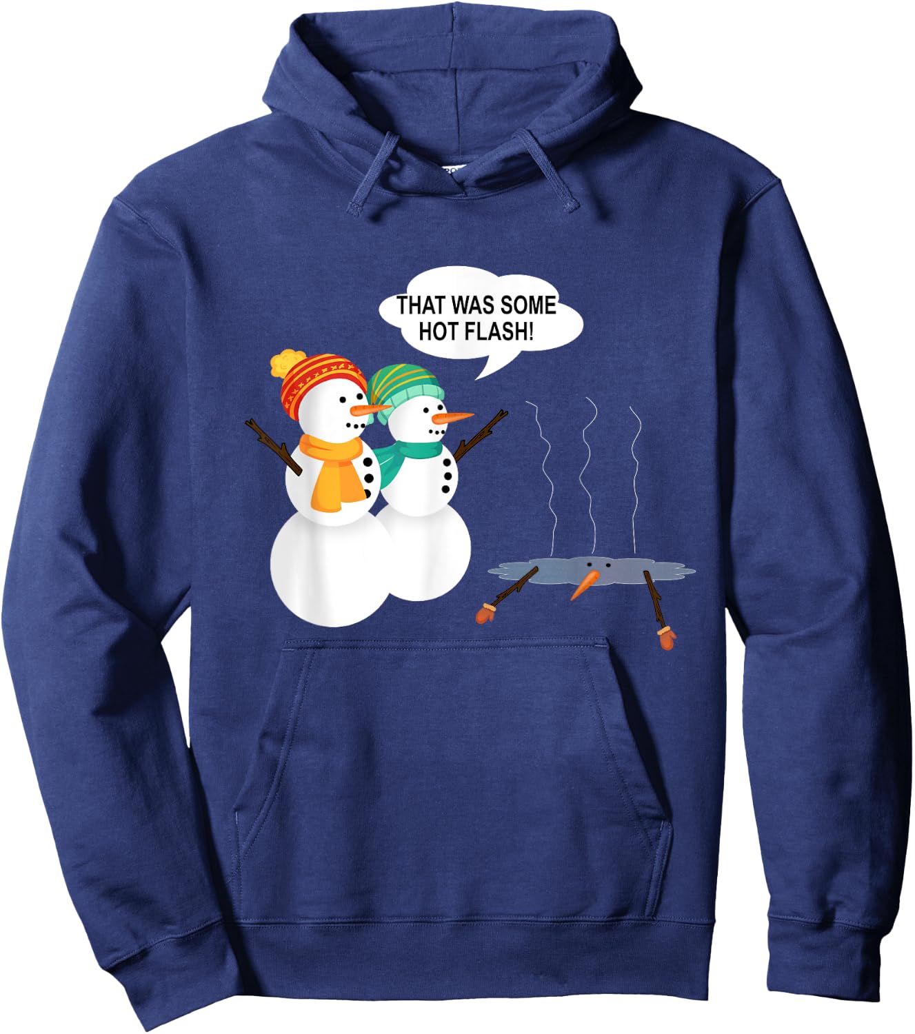 Funny Snowman Menopause Christmas Hot Flash Hoodie - Hoodie | Navy