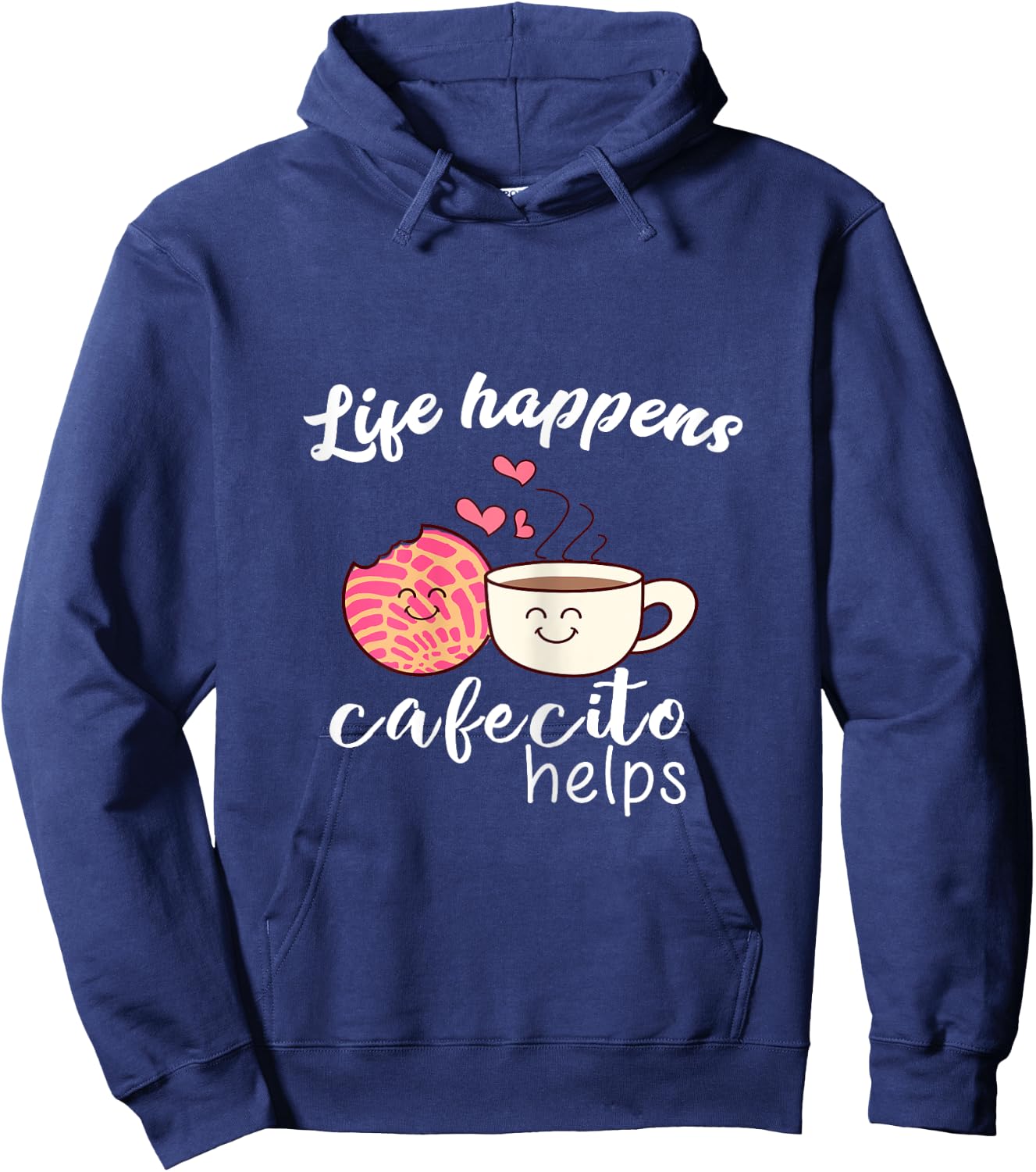 Cafe Conchas Funny Cute Spanish Pun Coffee Hoodie - Hoodie | Navy