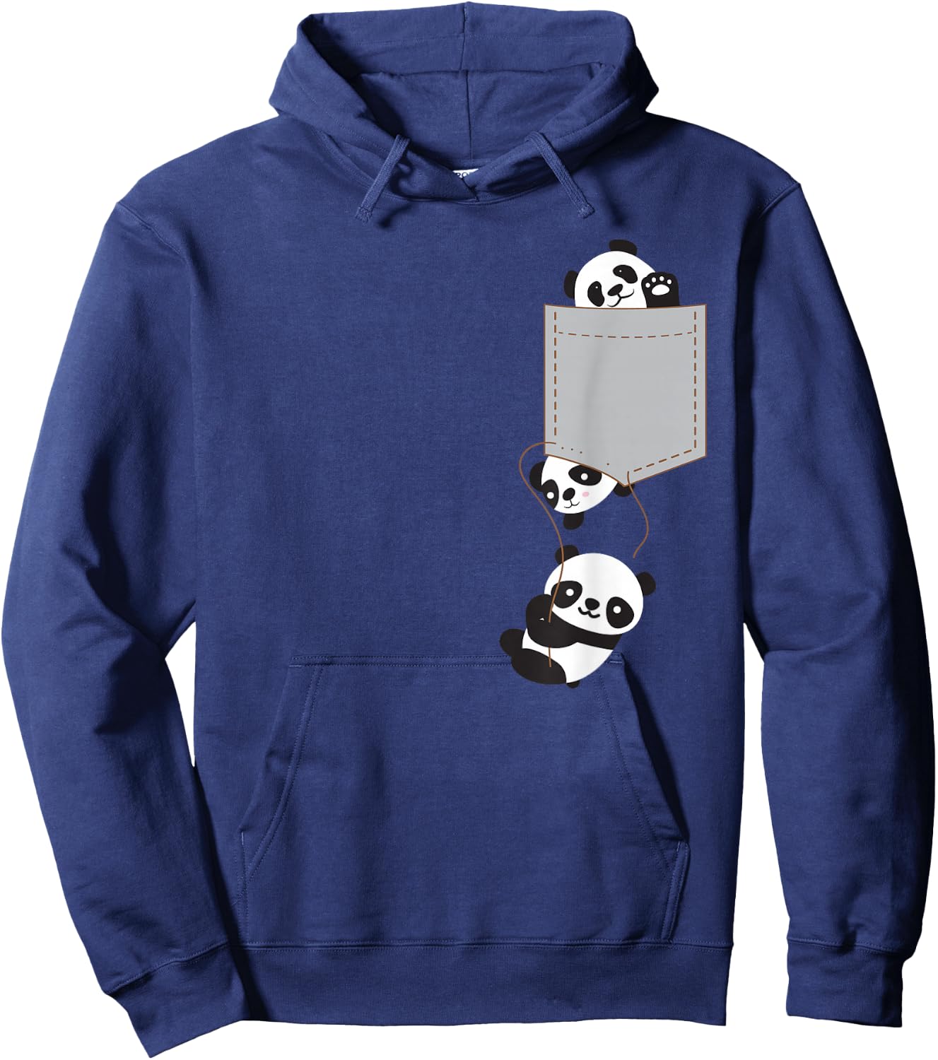 Cute Kawaii Baby Pandas In Pocket Hoodie - Hoodie | Navy