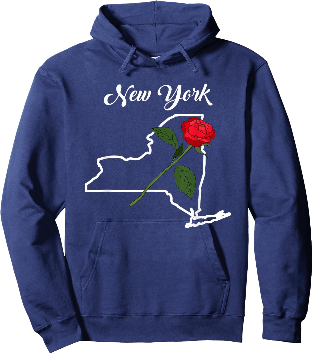 New York State Rose Flower Hoodie - Hoodie | Navy