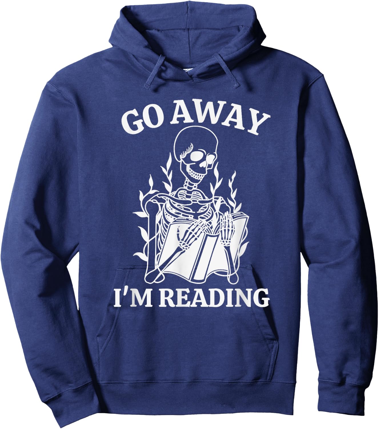 Go Away I'm Reading, Skeleton Book Hoodie - Hoodie | Navy