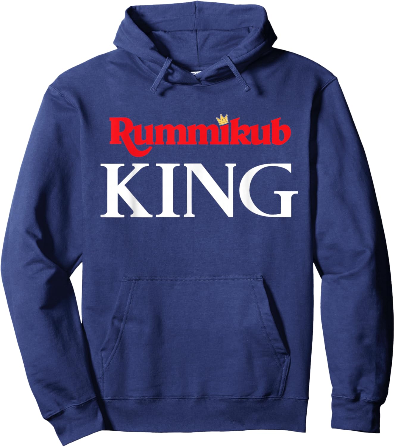 Rummikub King Logo With Crown Noble White Ink Hoodie - Hoodie | Navy